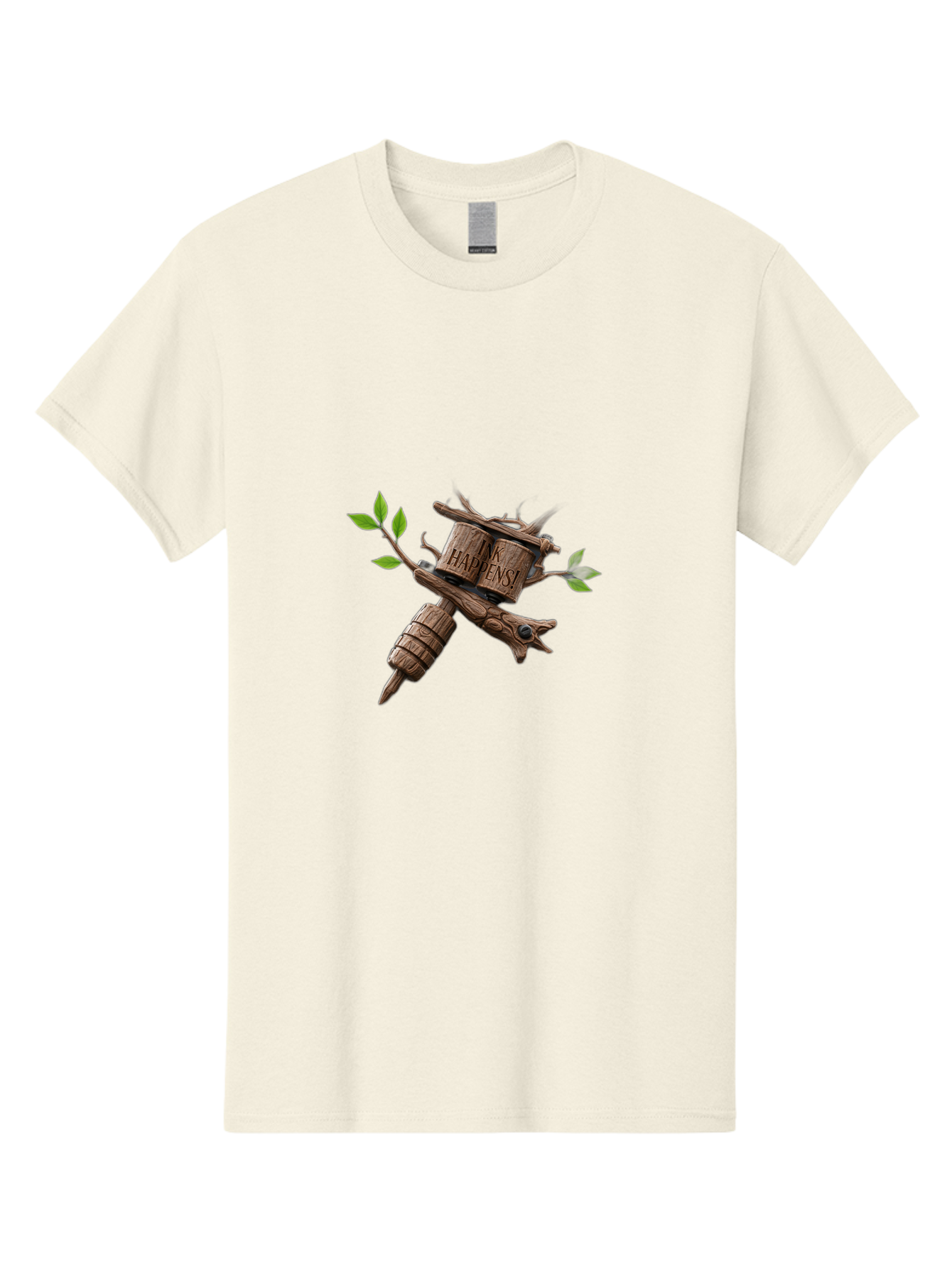 Happens Men'S Graphic Tee, 100% Cotton, Comfortable Casual Summer Wear, Machine Washable, Wooden Tattoo Machine, Tattoo Art, Body Art, Creative Expression, Unique Design, Handmade, Ink, Tattoo Culture, Artistry Bad188