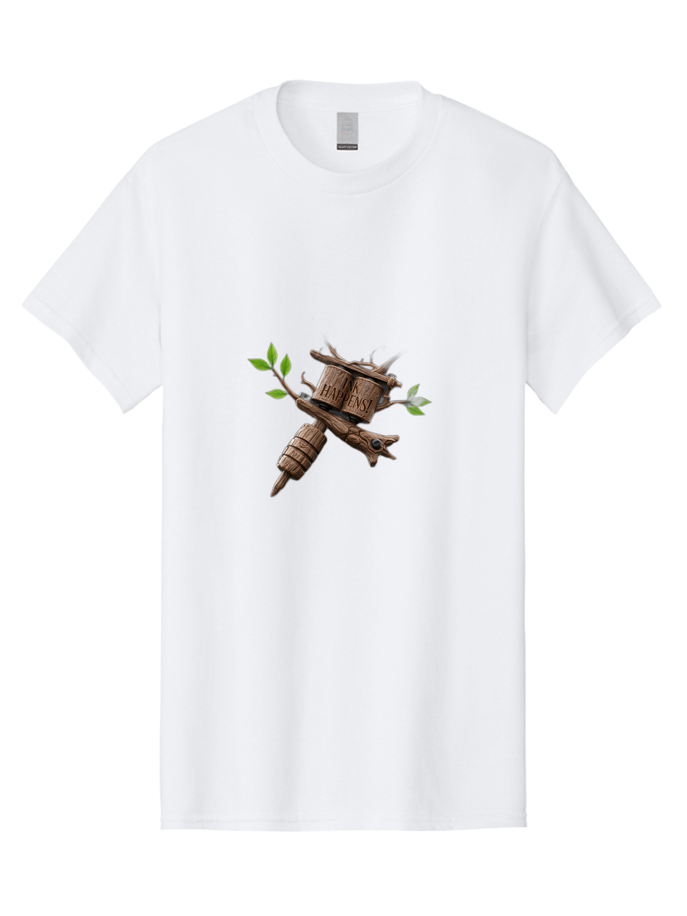 Happens Men'S Graphic Tee, 100% Cotton, Comfortable Casual Summer Wear, Machine Washable, Wooden Tattoo Machine, Tattoo Art, Body Art, Creative Expression, Unique Design, Handmade, Ink, Tattoo Culture, Artistry Bad188