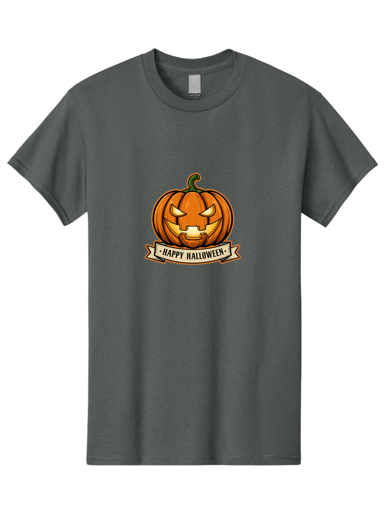 Happy-Halloween-Jack-O-Lantern Men'S Graphic Tee, 100% Cotton, Comfortable Casual Summer Wear, Machine Washable, Jack-O-Lantern, Halloween Pumpkin, Spooky Face, Orange Pumpkin, Festive Design, Happy Halloween Banner, Cartoon Illustration, Bad191