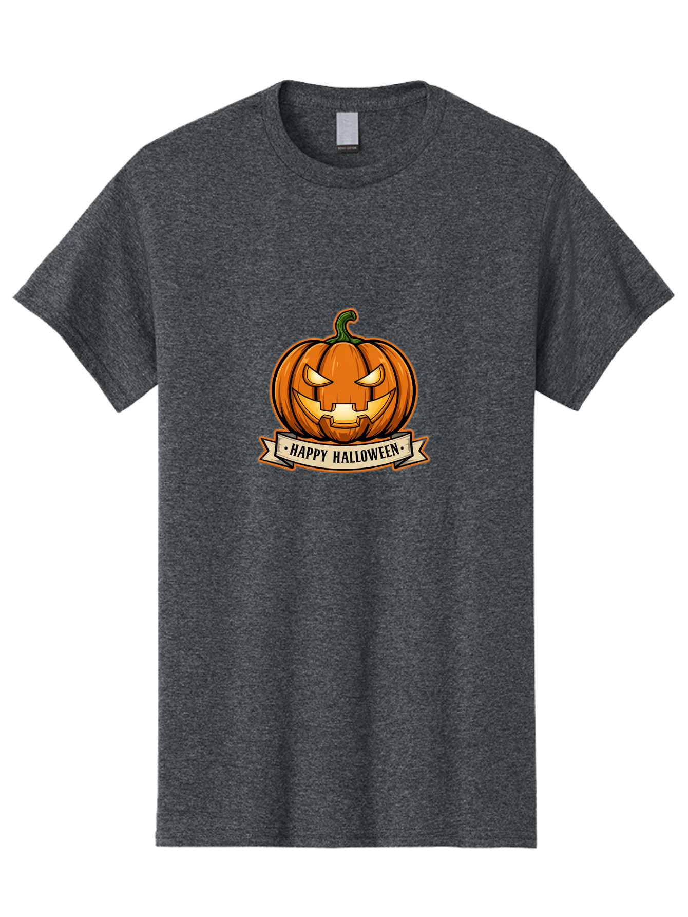 Happy-Halloween-Jack-O-Lantern Men'S Graphic Tee, 100% Cotton, Comfortable Casual Summer Wear, Machine Washable, Jack-O-Lantern, Halloween Pumpkin, Spooky Face, Orange Pumpkin, Festive Design, Happy Halloween Banner, Cartoon Illustration, Bad191