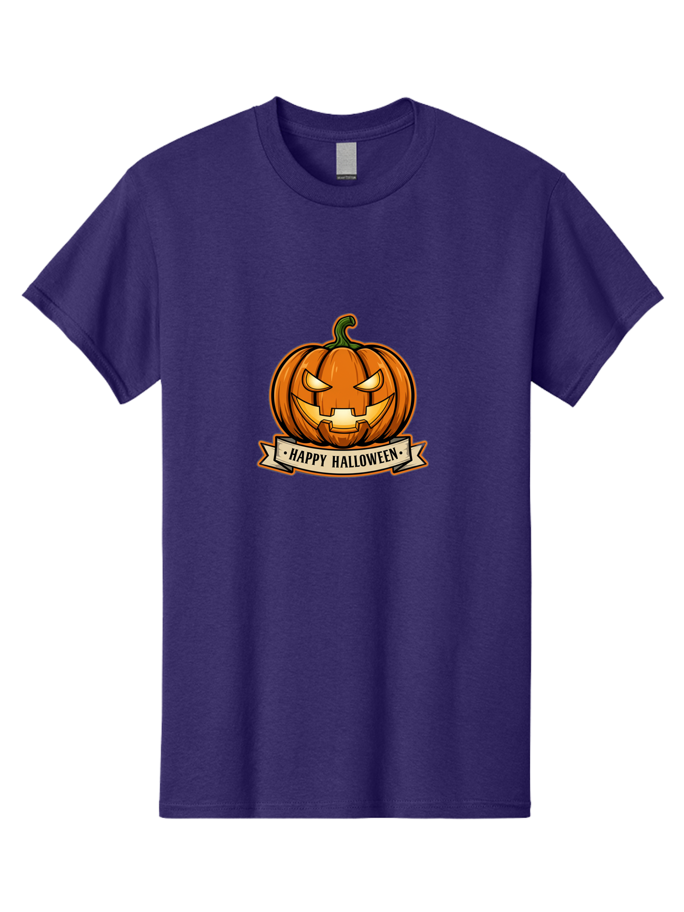 Happy-Halloween-Jack-O-Lantern Men'S Graphic Tee, 100% Cotton, Comfortable Casual Summer Wear, Machine Washable, Jack-O-Lantern, Halloween Pumpkin, Spooky Face, Orange Pumpkin, Festive Design, Happy Halloween Banner, Cartoon Illustration, Bad191