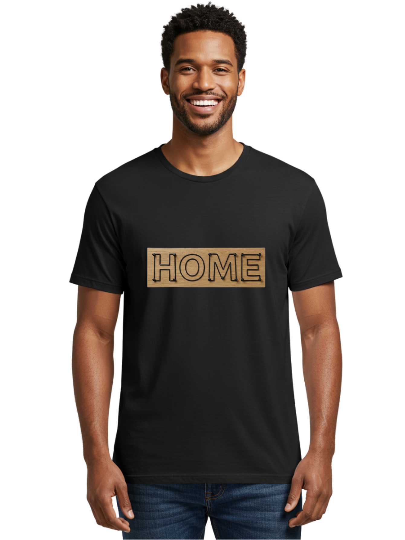 Home Men'S Graphic Tee, 100% Cotton, Comfortable Casual Summer Wear, Machine Washable, Wooden Sign, Home Sign, Marquee Letters, Rustic Decor, Home Decor, Wooden Marquee, Vintage Style, Home Sweet Home Bad199