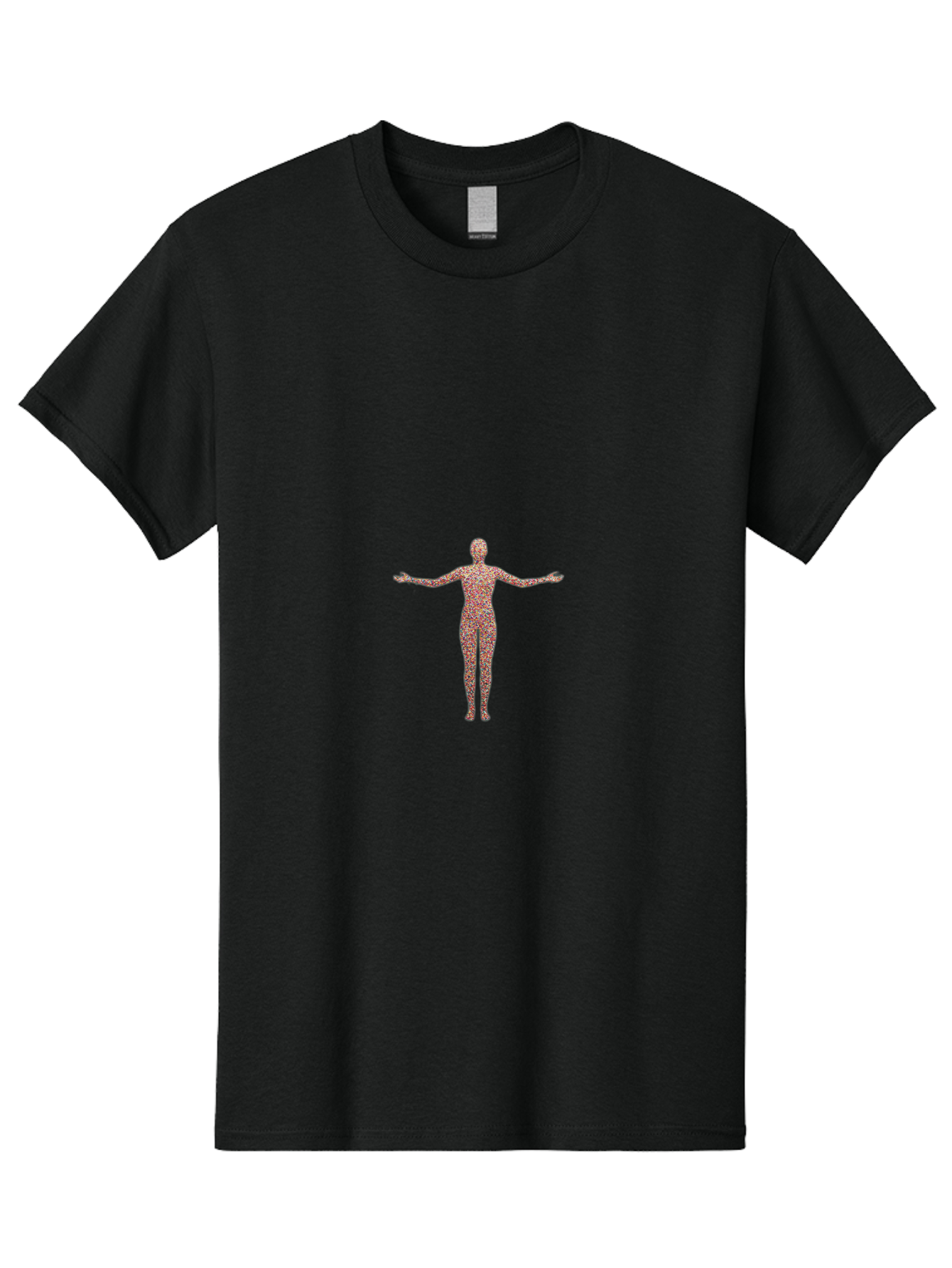 Human-Silhouette Men'S Graphic Tee, 100% Cotton, Comfortable Casual Summer Wear, Machine Washable, Human Silhouette, Abstract Figure, Red Floral Pattern, Arms Outstretched, Creative Design, Artistic Expression, Unique Texture, Modern Art Bad203