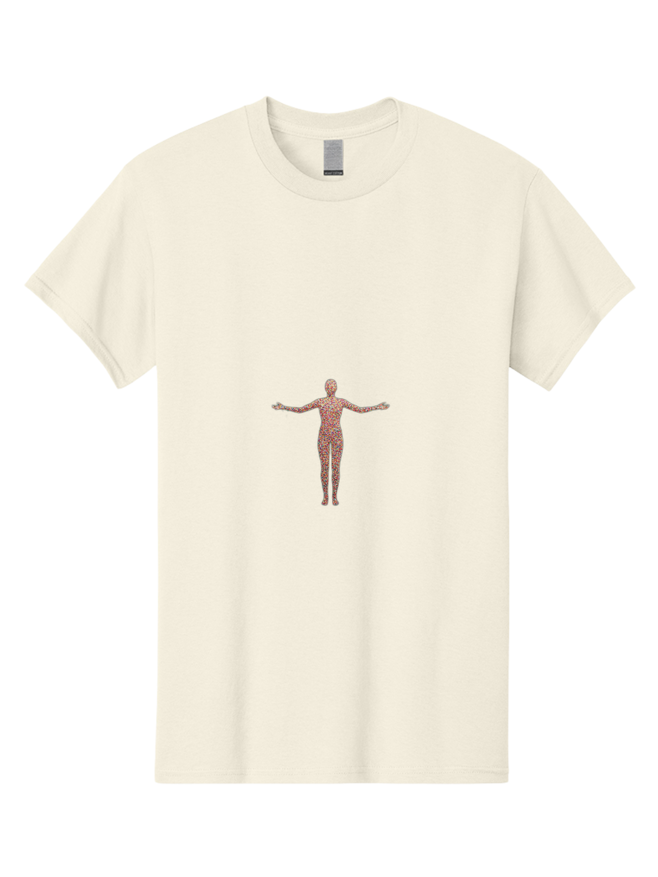 Human-Silhouette Men'S Graphic Tee, 100% Cotton, Comfortable Casual Summer Wear, Machine Washable, Human Silhouette, Abstract Figure, Red Floral Pattern, Arms Outstretched, Creative Design, Artistic Expression, Unique Texture, Modern Art Bad203
