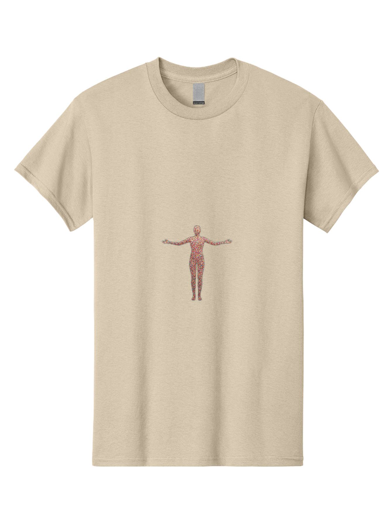 Human-Silhouette Men'S Graphic Tee, 100% Cotton, Comfortable Casual Summer Wear, Machine Washable, Human Silhouette, Abstract Figure, Red Floral Pattern, Arms Outstretched, Creative Design, Artistic Expression, Unique Texture, Modern Art Bad203