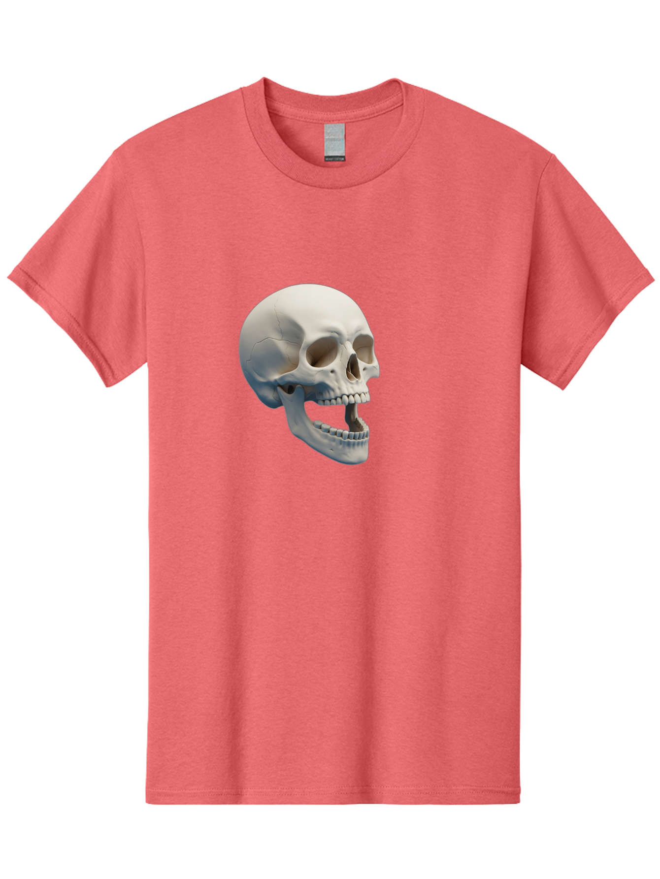 Human-Skull-1 Men'S Graphic Tee, 100% Cotton, Comfortable Casual Summer Wear, Machine Washable, Human Skull, Skeletal Head, Anatomy, Bones, Teeth, Jawbone, Scientific Illustration, Medical Art, 3D Rendering, Detailed Model Bad204