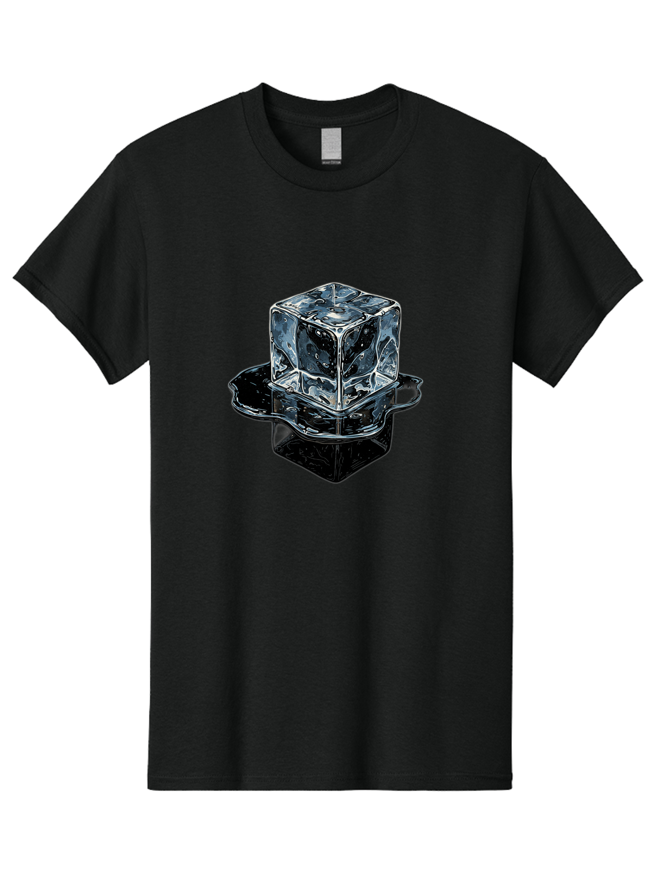 Ice-Cube Men'S Graphic Tee, 100% Cotton, Comfortable Casual Summer Wear, Machine Washable, Ice Cube, Transparent Ice, Water Droplets On Ice, Shiny Ice Cube, Reflective Surface, Cold Beverage, Modern Illustration, Ice On Black, Chilled Drink, Bad208