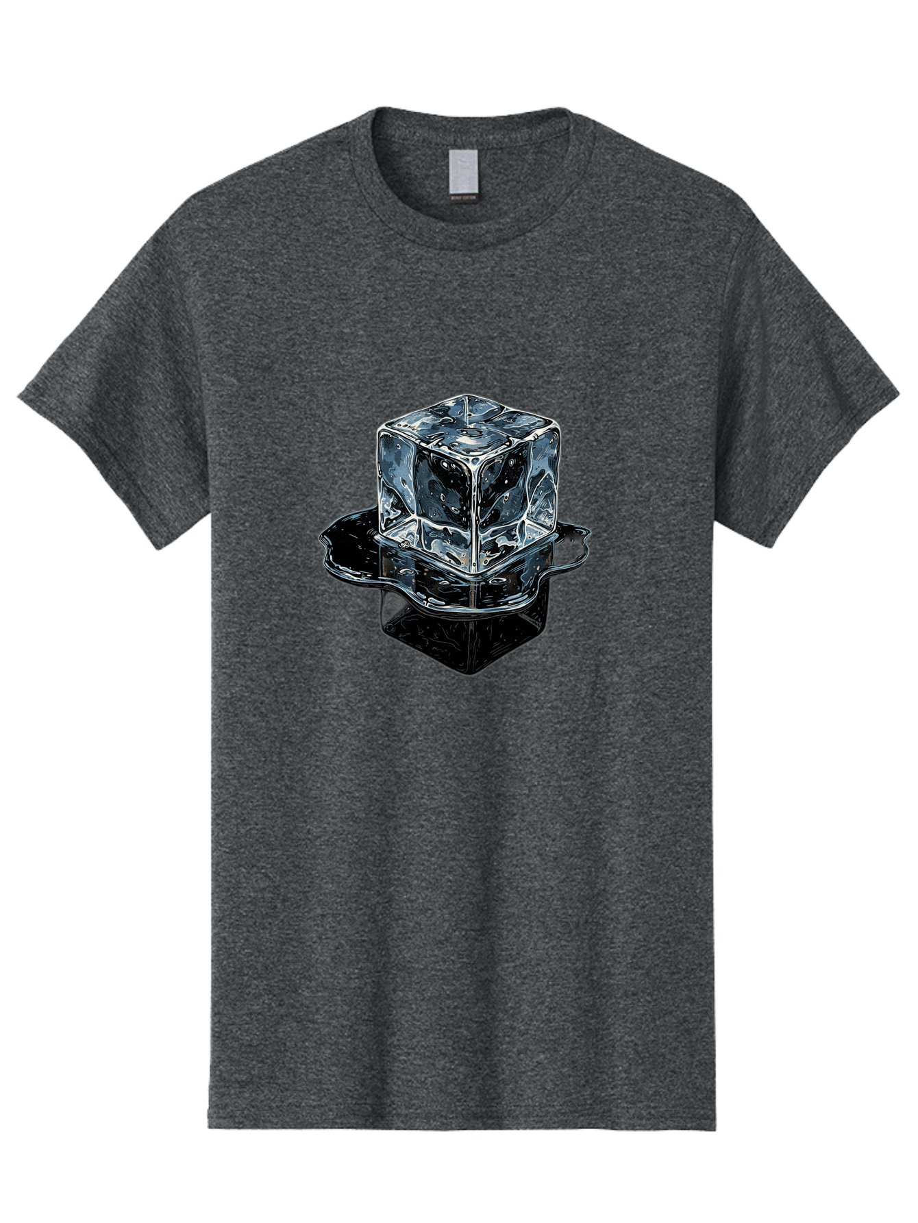 Ice-Cube Men'S Graphic Tee, 100% Cotton, Comfortable Casual Summer Wear, Machine Washable, Ice Cube, Transparent Ice, Water Droplets On Ice, Shiny Ice Cube, Reflective Surface, Cold Beverage, Modern Illustration, Ice On Black, Chilled Drink, Bad208