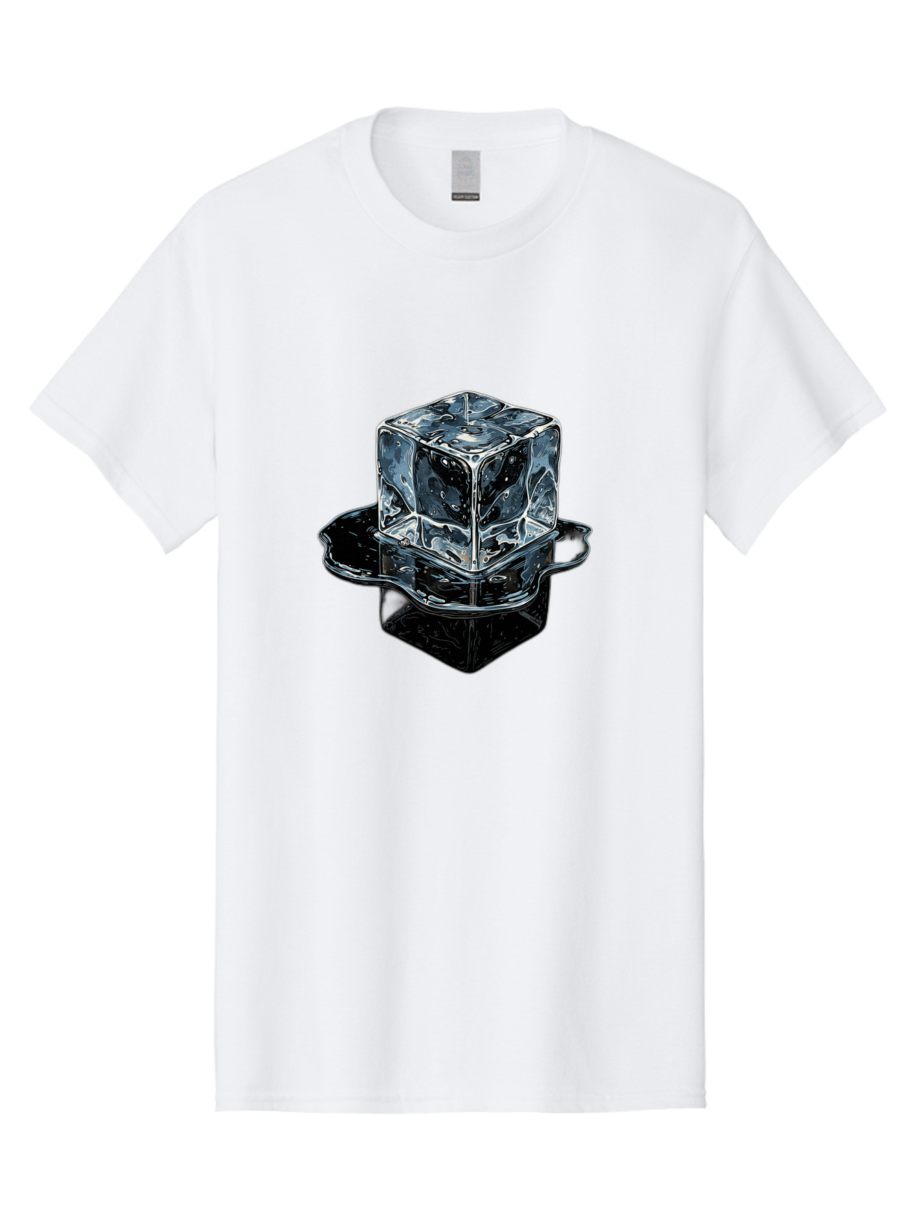 Ice-Cube Men'S Graphic Tee, 100% Cotton, Comfortable Casual Summer Wear, Machine Washable, Ice Cube, Transparent Ice, Water Droplets On Ice, Shiny Ice Cube, Reflective Surface, Cold Beverage, Modern Illustration, Ice On Black, Chilled Drink, Bad208