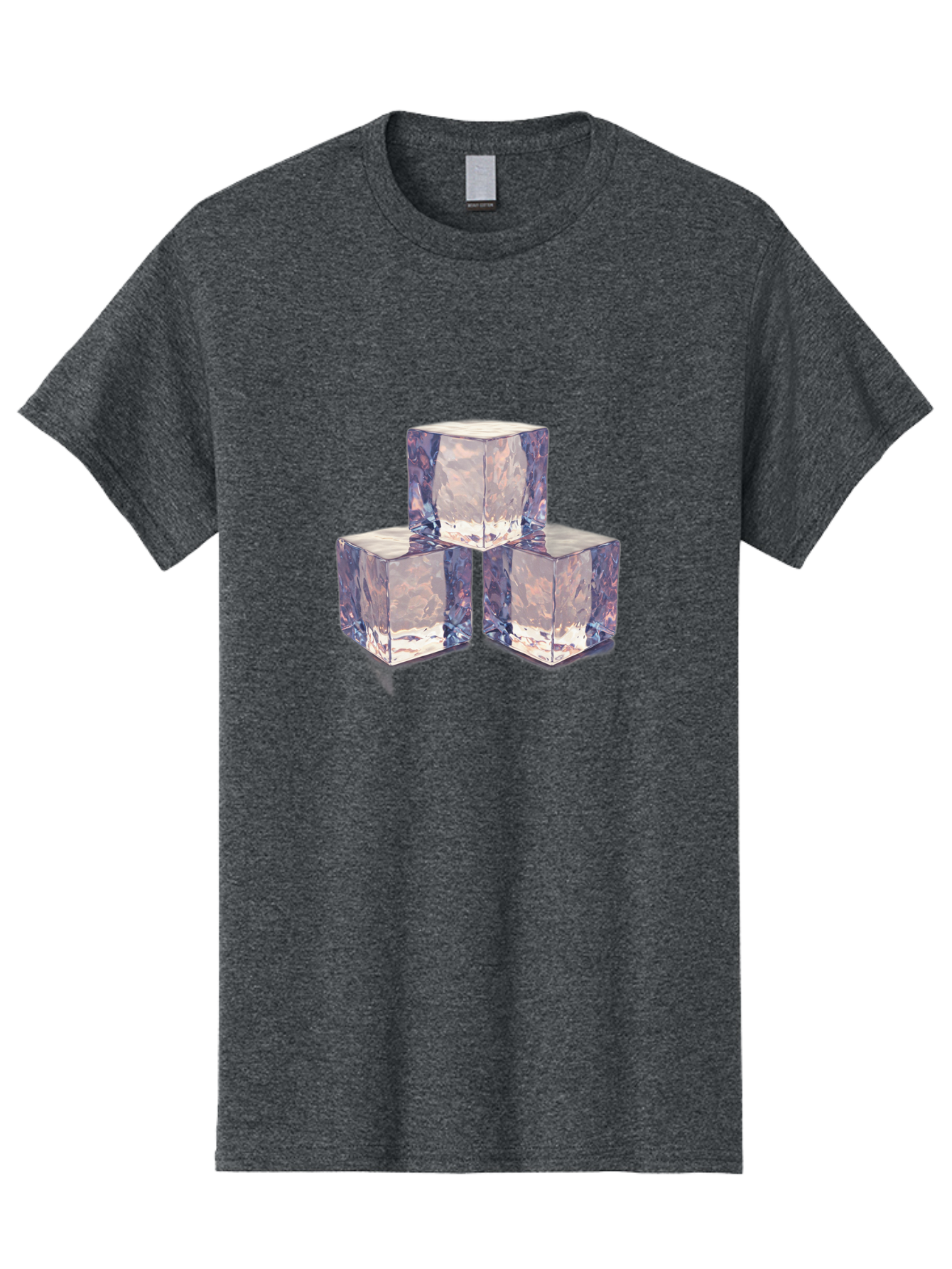 Ice-Cubes-1 Men'S Graphic Tee, 100% Cotton, Comfortable Casual Summer Wear, Machine Washable, Ice Cubes, Frozen Cubes, Clear Ice, Chilled Beverages, Refreshing Drinks, Cold Temperatures, Crystal Clear Bad209