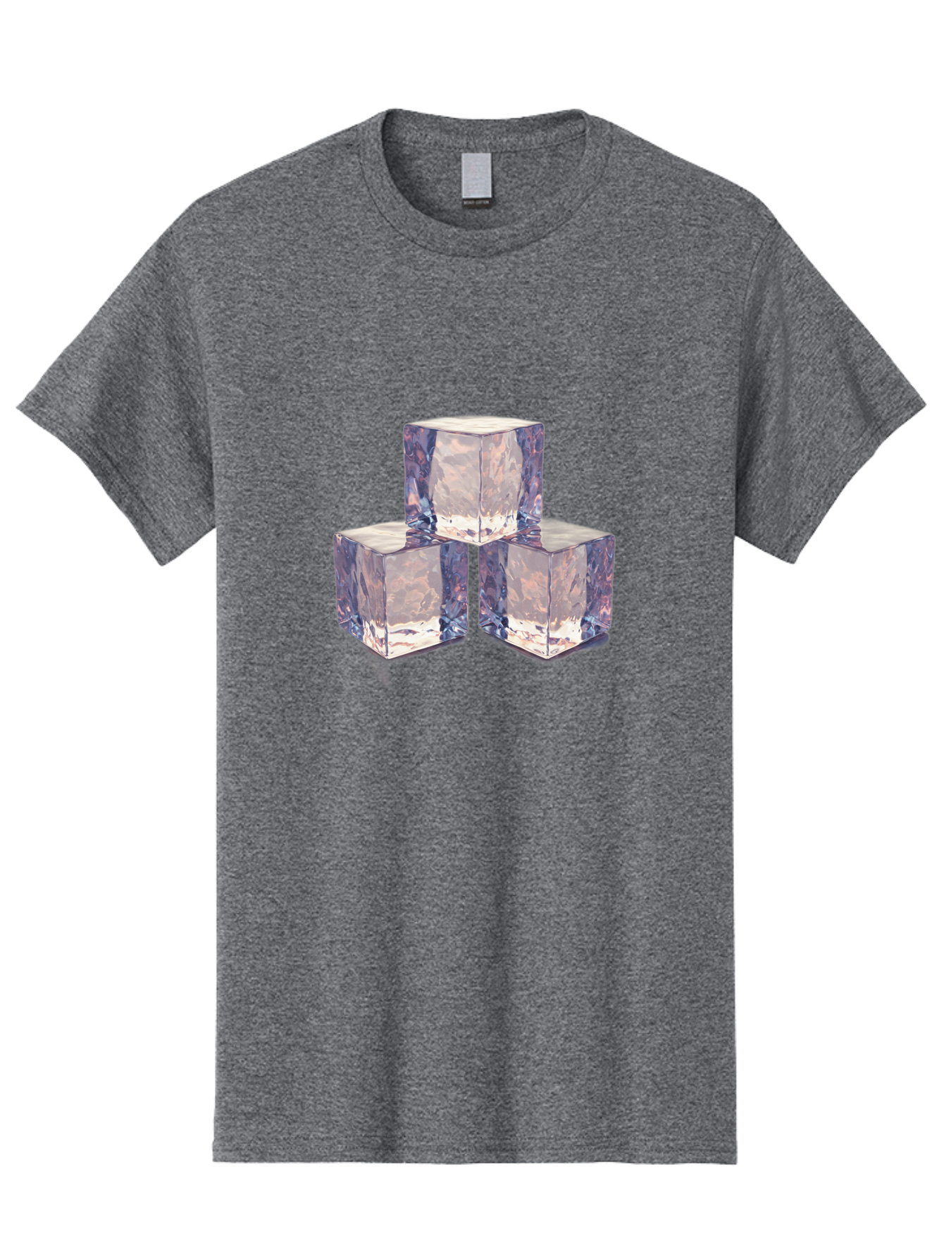Ice-Cubes-1 Men'S Graphic Tee, 100% Cotton, Comfortable Casual Summer Wear, Machine Washable, Ice Cubes, Frozen Cubes, Clear Ice, Chilled Beverages, Refreshing Drinks, Cold Temperatures, Crystal Clear Bad209