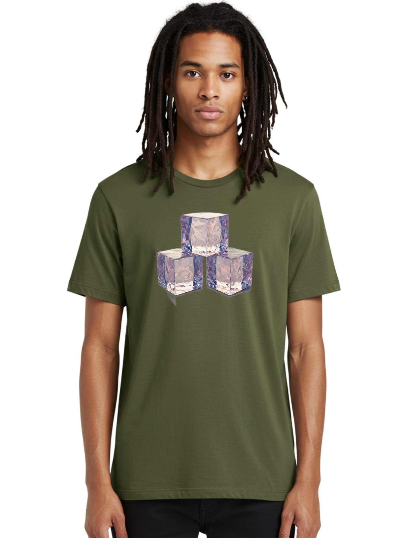 Ice-Cubes-1 Men'S Graphic Tee, 100% Cotton, Comfortable Casual Summer Wear, Machine Washable, Ice Cubes, Frozen Cubes, Clear Ice, Chilled Beverages, Refreshing Drinks, Cold Temperatures, Crystal Clear Bad209