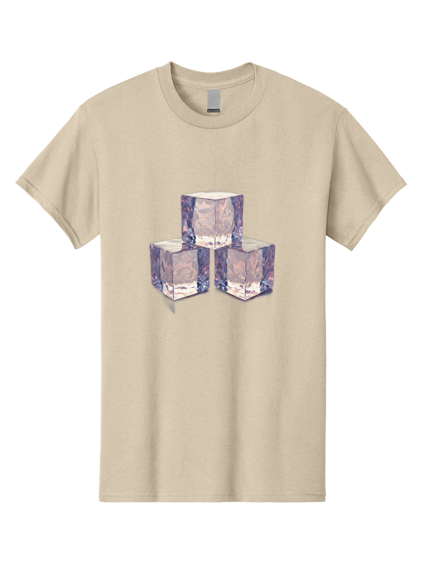 Ice-Cubes-1 Men'S Graphic Tee, 100% Cotton, Comfortable Casual Summer Wear, Machine Washable, Ice Cubes, Frozen Cubes, Clear Ice, Chilled Beverages, Refreshing Drinks, Cold Temperatures, Crystal Clear Bad209