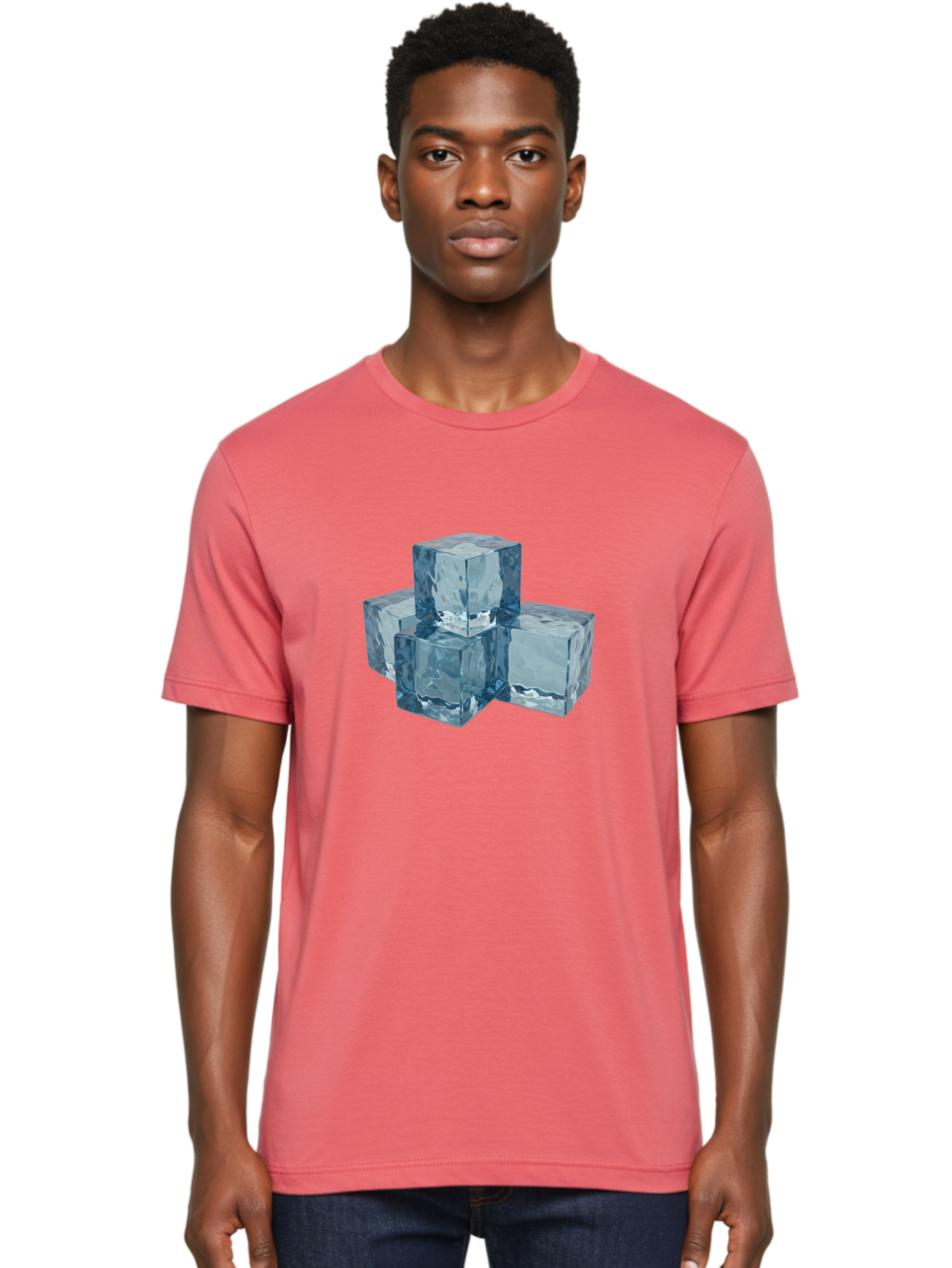 Ice-Cubes Men'S Graphic Tee, 100% Cotton, Comfortable Casual Summer Wear, Machine Washable, Ice Cubes, Frozen Cubes, Transparent Ice, Cube Stack, Cold Beverage, Refreshing Drink, Chilled Cubes, Clear Ice, Icy Texture, Stacked Ice Bad210