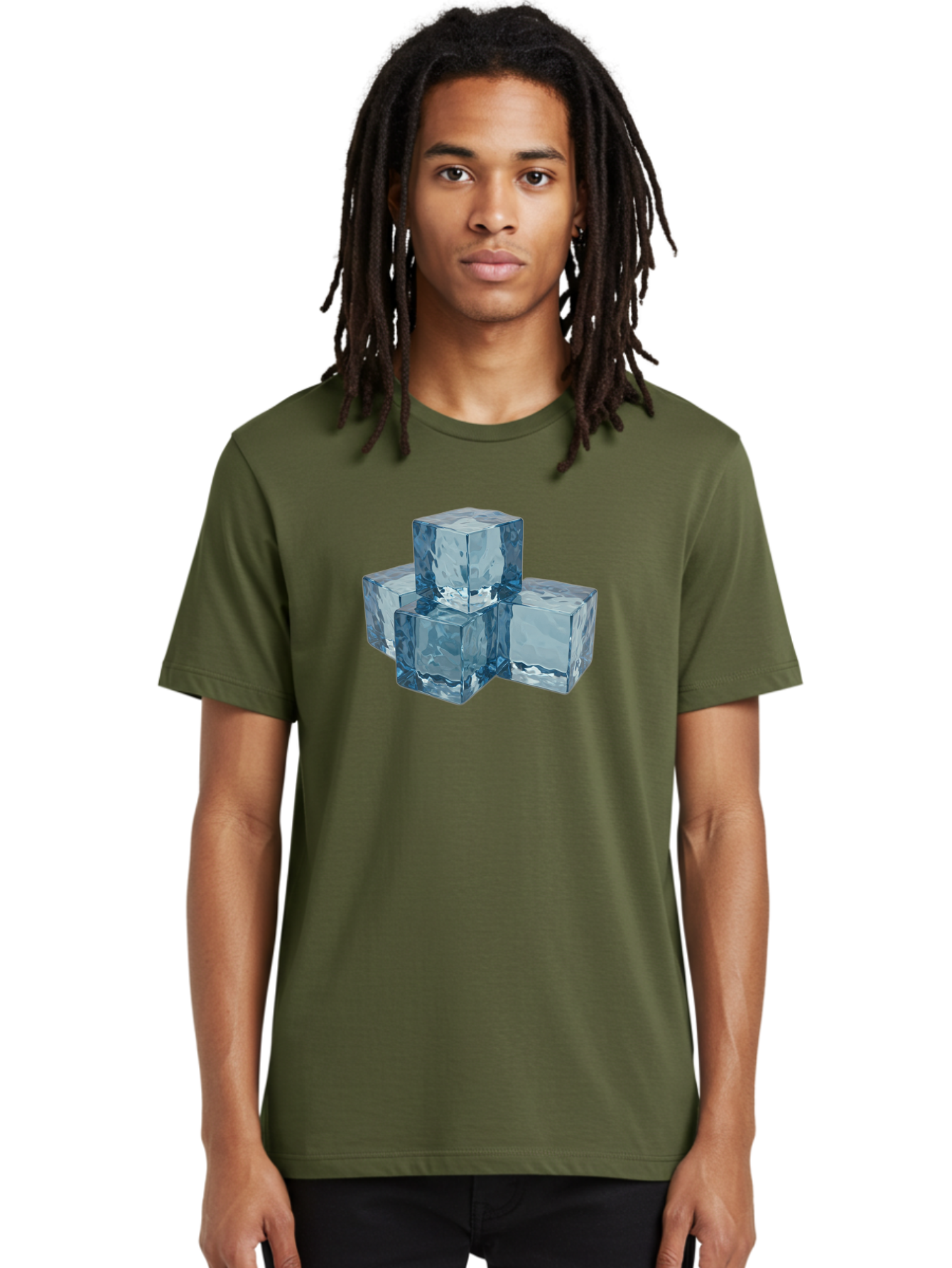 Ice-Cubes Men'S Graphic Tee, 100% Cotton, Comfortable Casual Summer Wear, Machine Washable, Ice Cubes, Frozen Cubes, Transparent Ice, Cube Stack, Cold Beverage, Refreshing Drink, Chilled Cubes, Clear Ice, Icy Texture, Stacked Ice Bad210