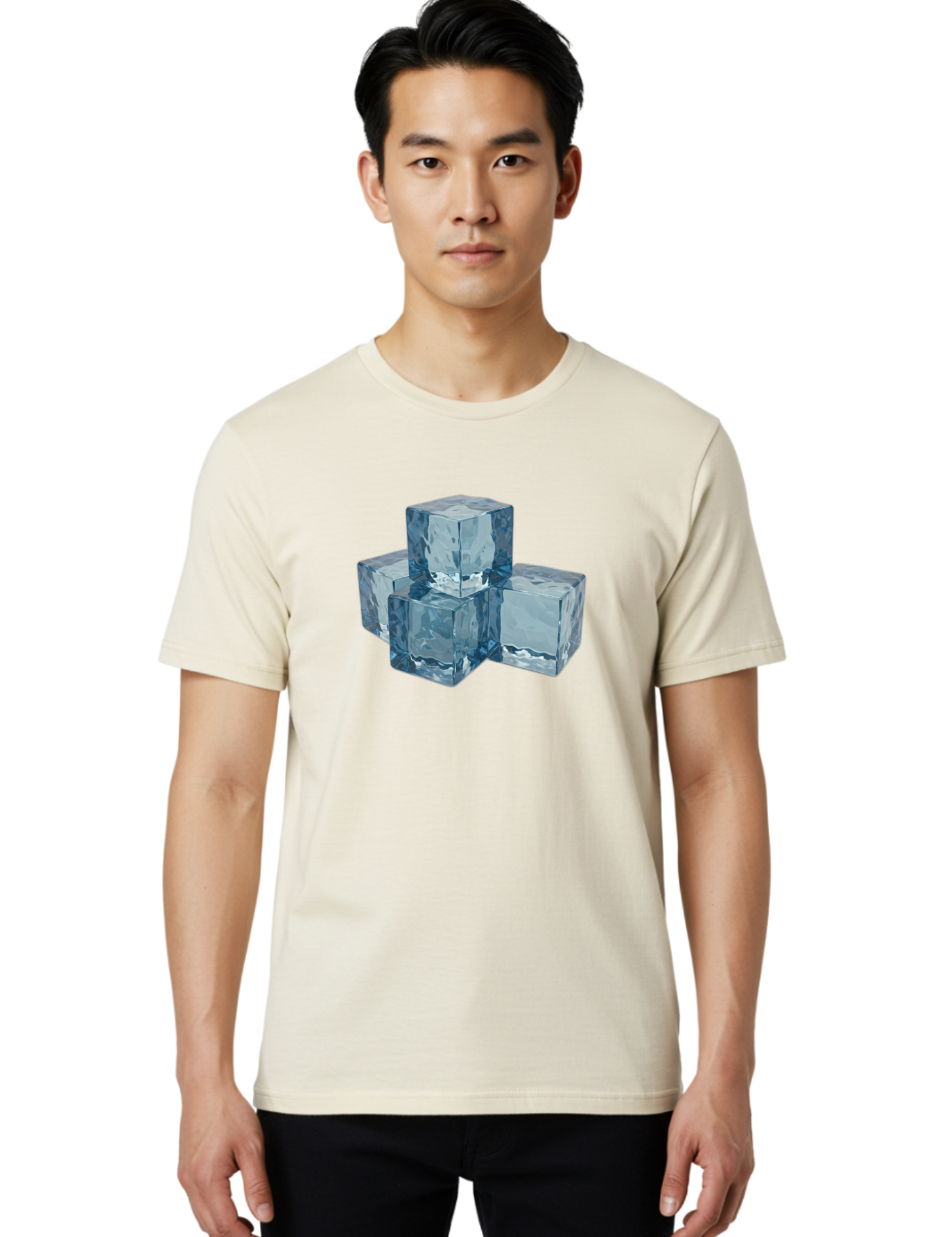 Ice-Cubes Men'S Graphic Tee, 100% Cotton, Comfortable Casual Summer Wear, Machine Washable, Ice Cubes, Frozen Cubes, Transparent Ice, Cube Stack, Cold Beverage, Refreshing Drink, Chilled Cubes, Clear Ice, Icy Texture, Stacked Ice Bad210