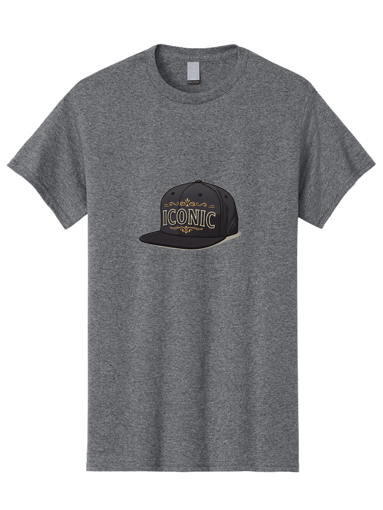 Iconic-Snapback-Hat Men'S Graphic Tee, 100% Cotton, Comfortable Casual Summer Wear, Machine Washable, Baseball Cap, Black Hat, Iconic Logo, Fashion Accessory, Trendy Headwear, Streetwear Style, Casual Wear, Hat Design, Gold Accents, Bad211