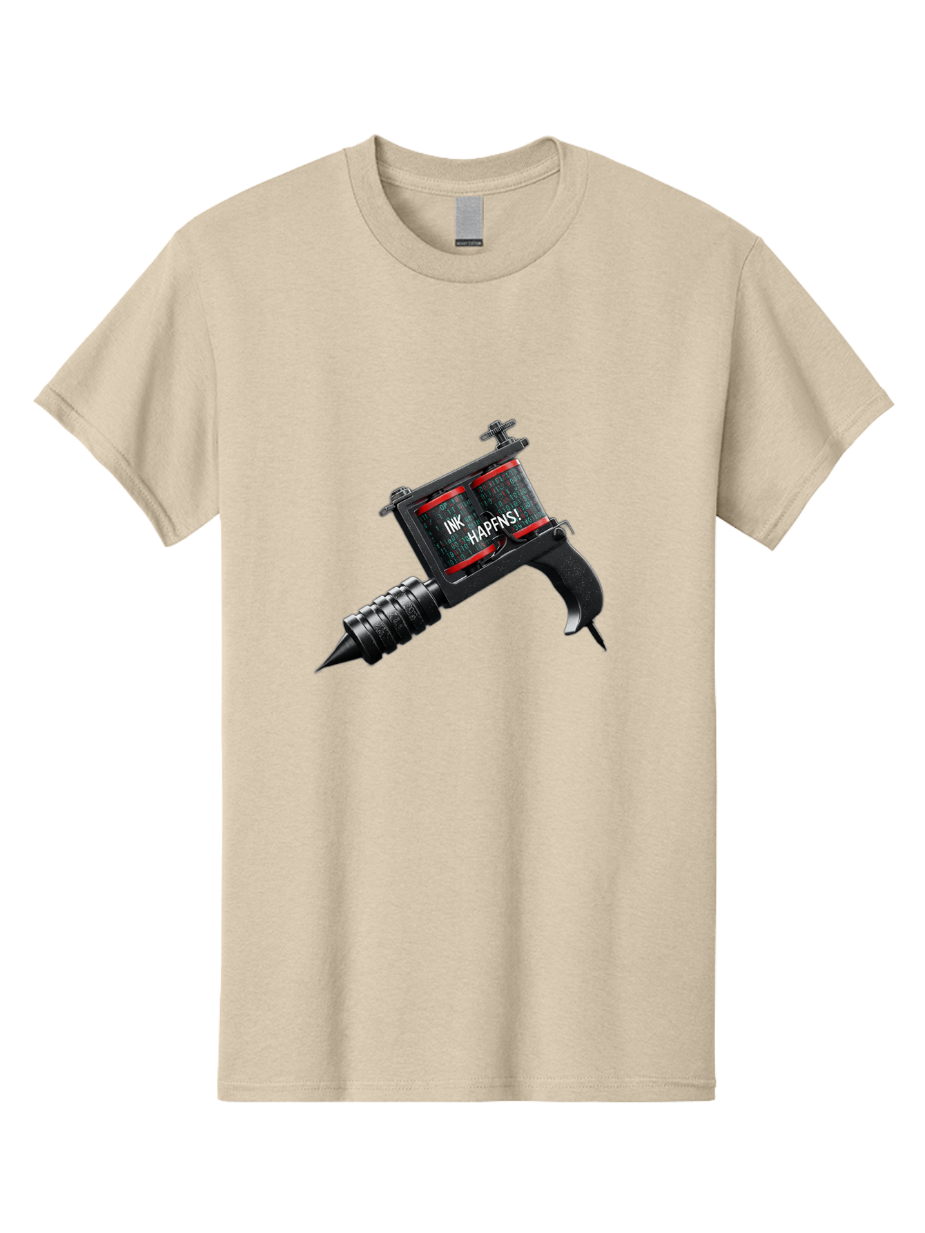 Ink-Hapns Men'S Graphic Tee, 100% Cotton, Comfortable Casual Summer Wear, Machine Washable, Tattoo Machine, Ink Happens!, Black And Red Design, Tattoo Equipment, Body Art, Tattoo Culture, Ink, Artistic Expression Bad214