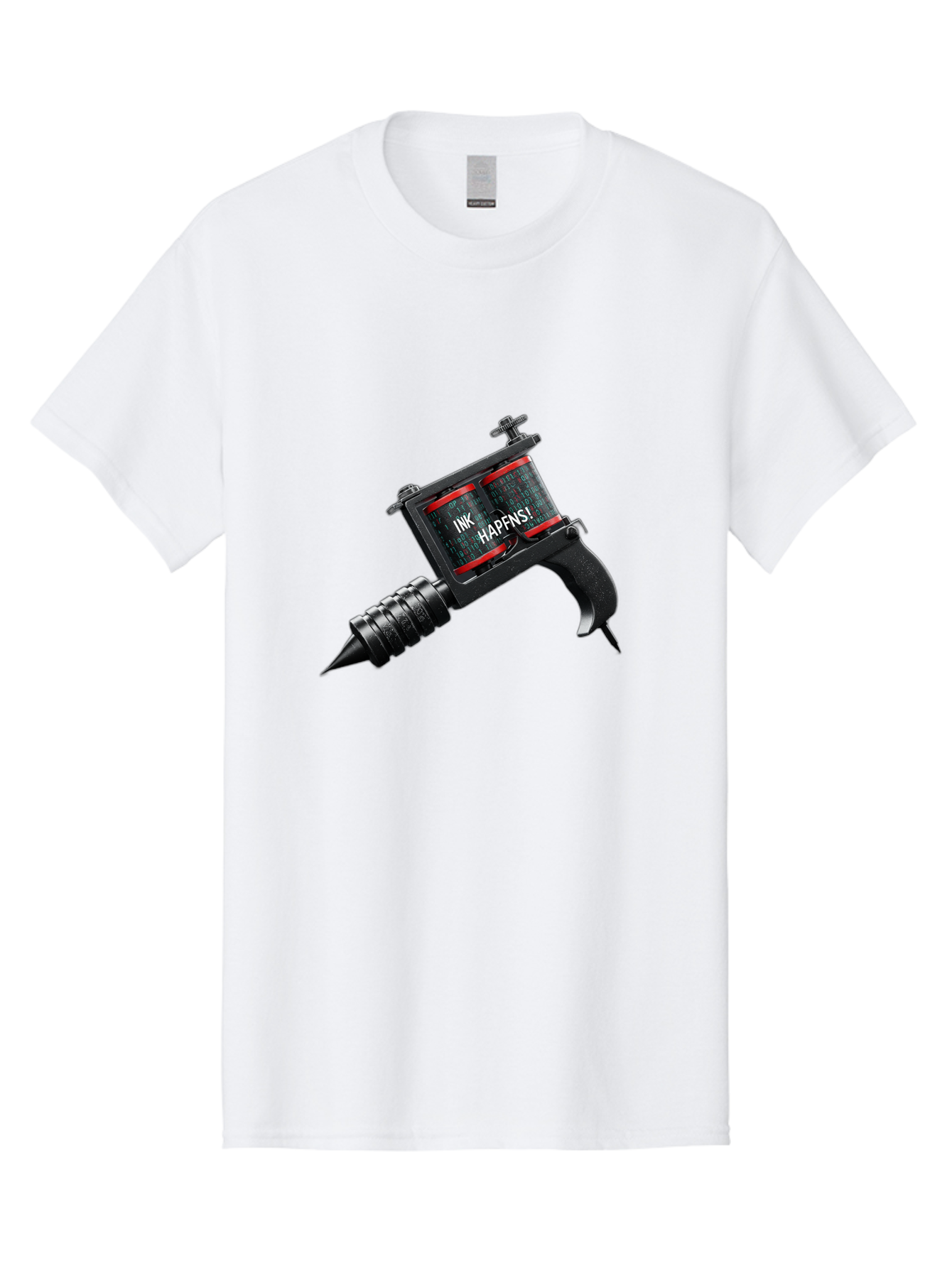 Ink-Hapns Men'S Graphic Tee, 100% Cotton, Comfortable Casual Summer Wear, Machine Washable, Tattoo Machine, Ink Happens!, Black And Red Design, Tattoo Equipment, Body Art, Tattoo Culture, Ink, Artistic Expression Bad214