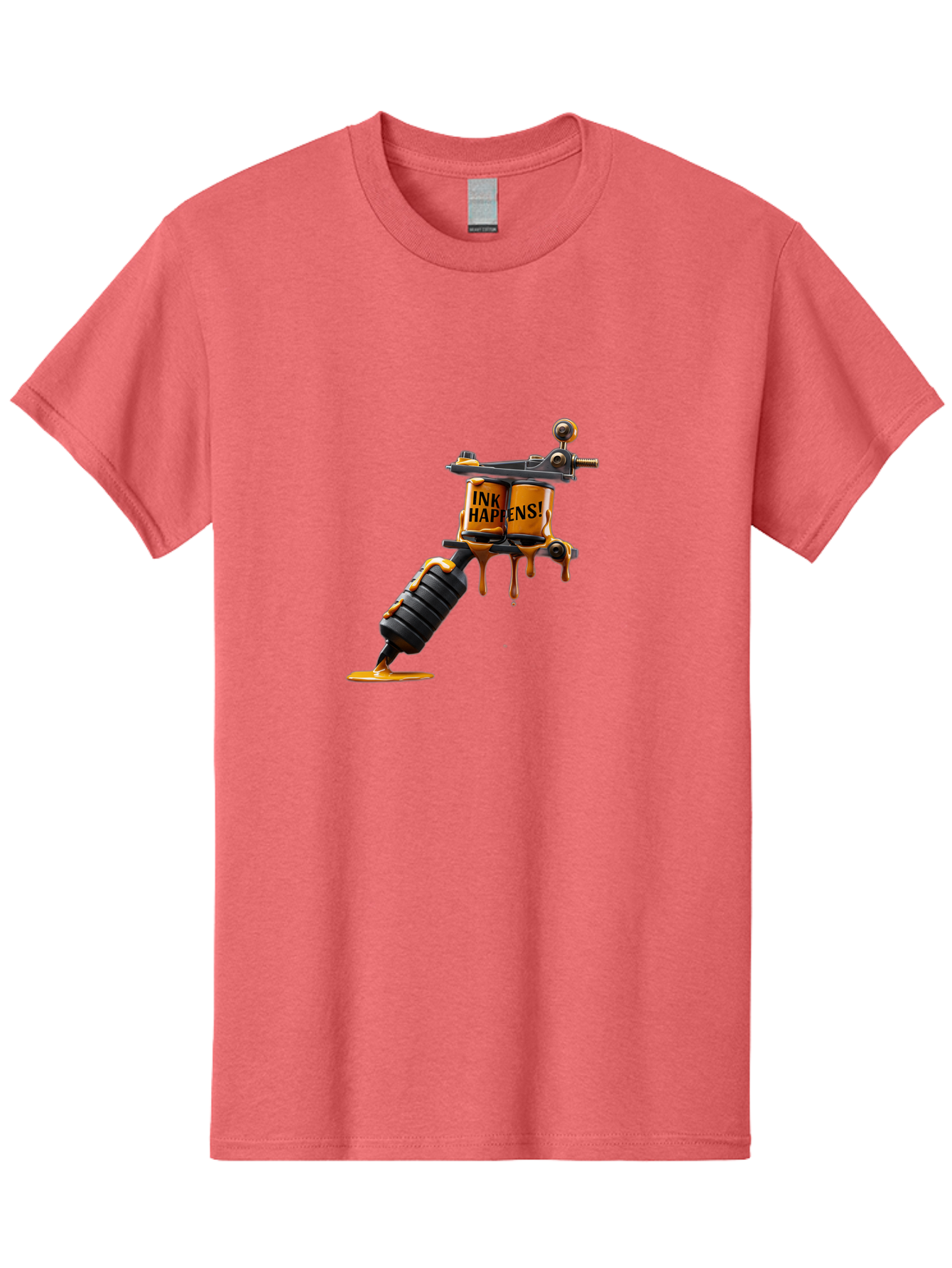 Ink-Happens-2 Men'S Graphic Tee, 100% Cotton, Comfortable Casual Summer Wear, Machine Washable, Tattoo Machine, Ink Dripping, Body Art, Creative Expression, Tattoo Culture, Artistic Design, Ink Happens Bad216