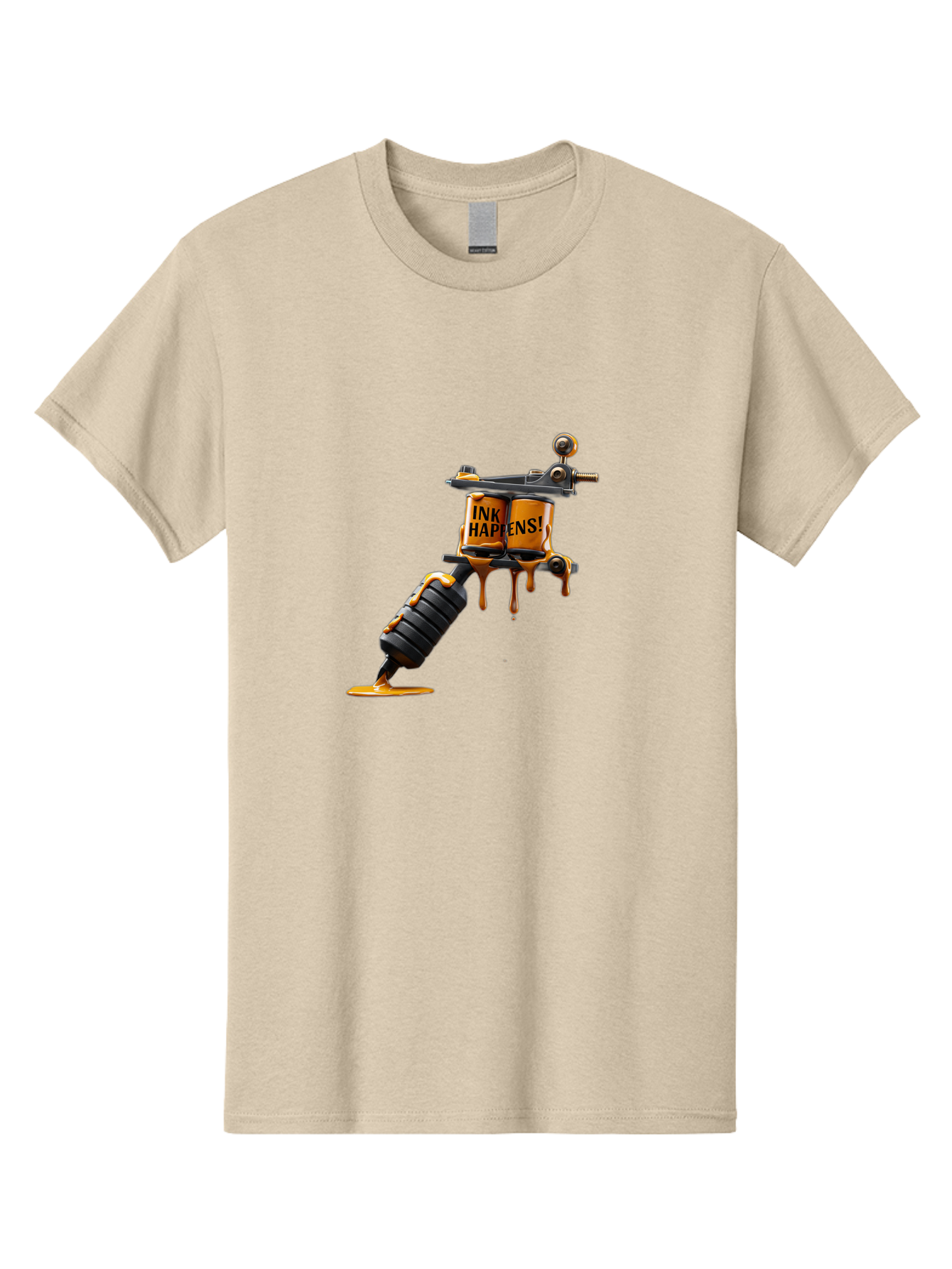 Ink-Happens-2 Men'S Graphic Tee, 100% Cotton, Comfortable Casual Summer Wear, Machine Washable, Tattoo Machine, Ink Dripping, Body Art, Creative Expression, Tattoo Culture, Artistic Design, Ink Happens Bad216