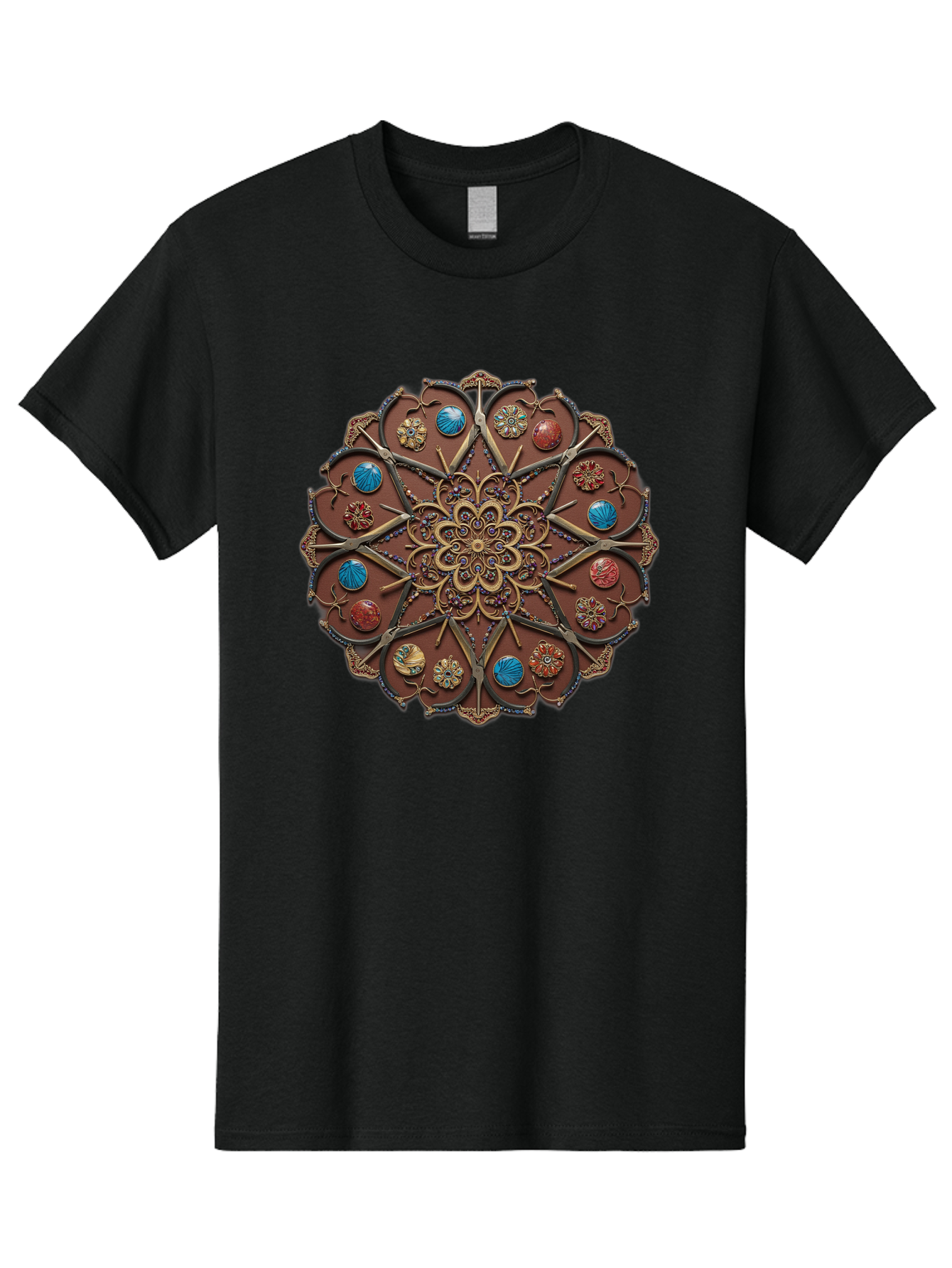 Intricate-Design Men'S Graphic Tee, 100% Cotton, Comfortable Casual Summer Wear, Machine Washable, Mandala Artwork, Intricate Patterns, Ornate Details, Floral Motifs, Symmetry, Decorative Art, Cultural Heritage, Colorful Design, Detailed Work, Bad218