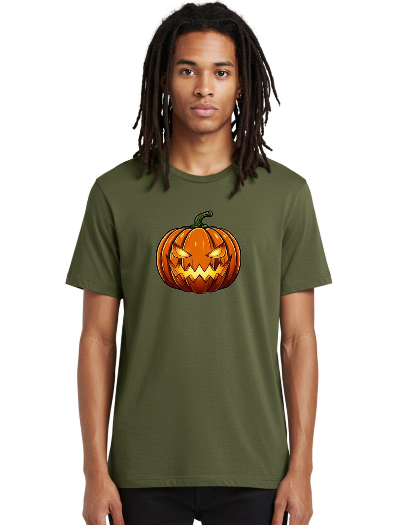 Jack-O-Lantern-2 Men'S Graphic Tee, 100% Cotton, Comfortable Casual Summer Wear, Machine Washable, Halloween Pumpkin, Jack O' Lantern, Spooky Face, Orange Pumpkin, Glowing Eyes, Scary Face, Autumn Decor, Festive Symbol, Seasonal Decoration Bad222