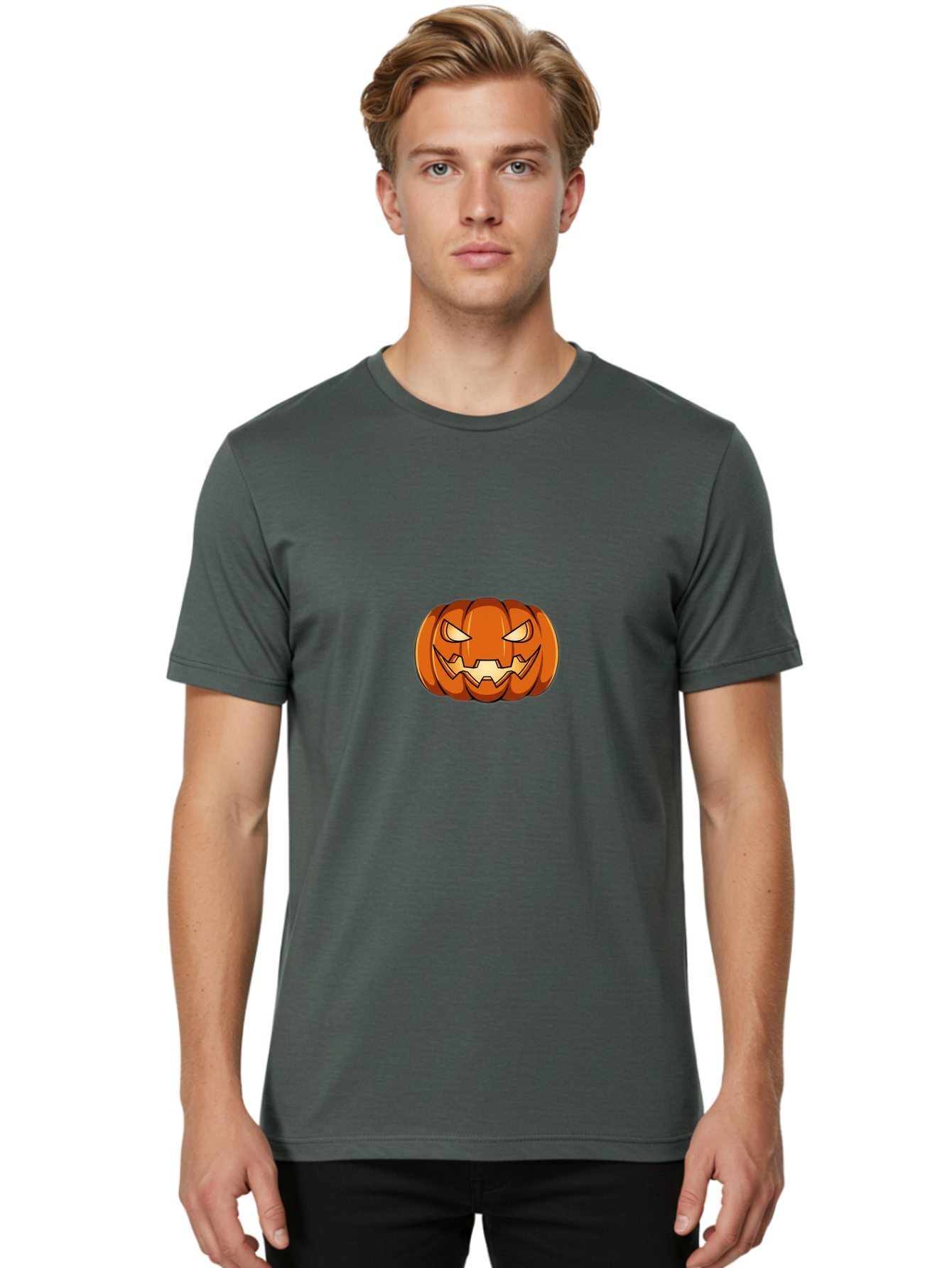 Jack-O-Lantern-3 Men'S Graphic Tee, 100% Cotton, Comfortable Casual Summer Wear, Machine Washable, Halloween Pumpkin, Jack-O-Lantern, Spooky Face, Cartoon Character, Autumnal Decor, Halloween Decorations, Scary Pumpkin, Evil Grin, Fall Season Bad223