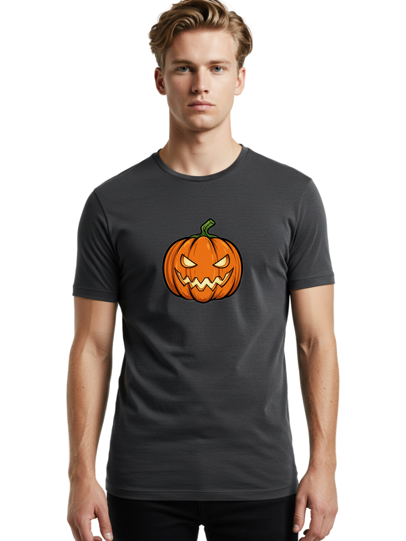 Jack-O-Lantern-5 Men'S Graphic Tee, 100% Cotton, Comfortable Casual Summer Wear, Machine Washable, Cartoon Pumpkin, Halloween Decorations, Spooky Face, Orange Pumpkin, Scary Eyes, Autumn Symbols, Jack O' Lantern, Halloween Theme, Festive Gourd Bad225