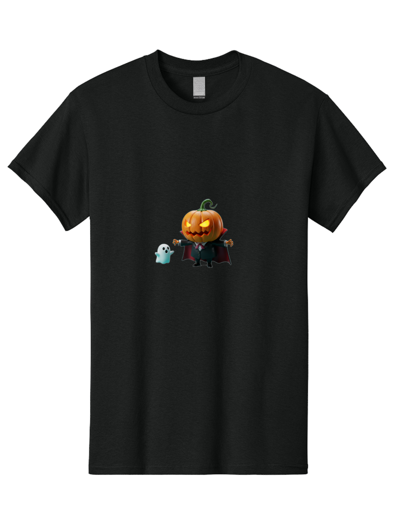 Jack-O-Lantern-Character Men'S Graphic Tee, 100% Cotton, Comfortable Casual Summer Wear, Machine Washable, Pumpkin Head, Vampire Costume, Ghostly Figure, Halloween Character, Spooky Atmosphere, Autumn Decorations, Festive Spirit, Bad226