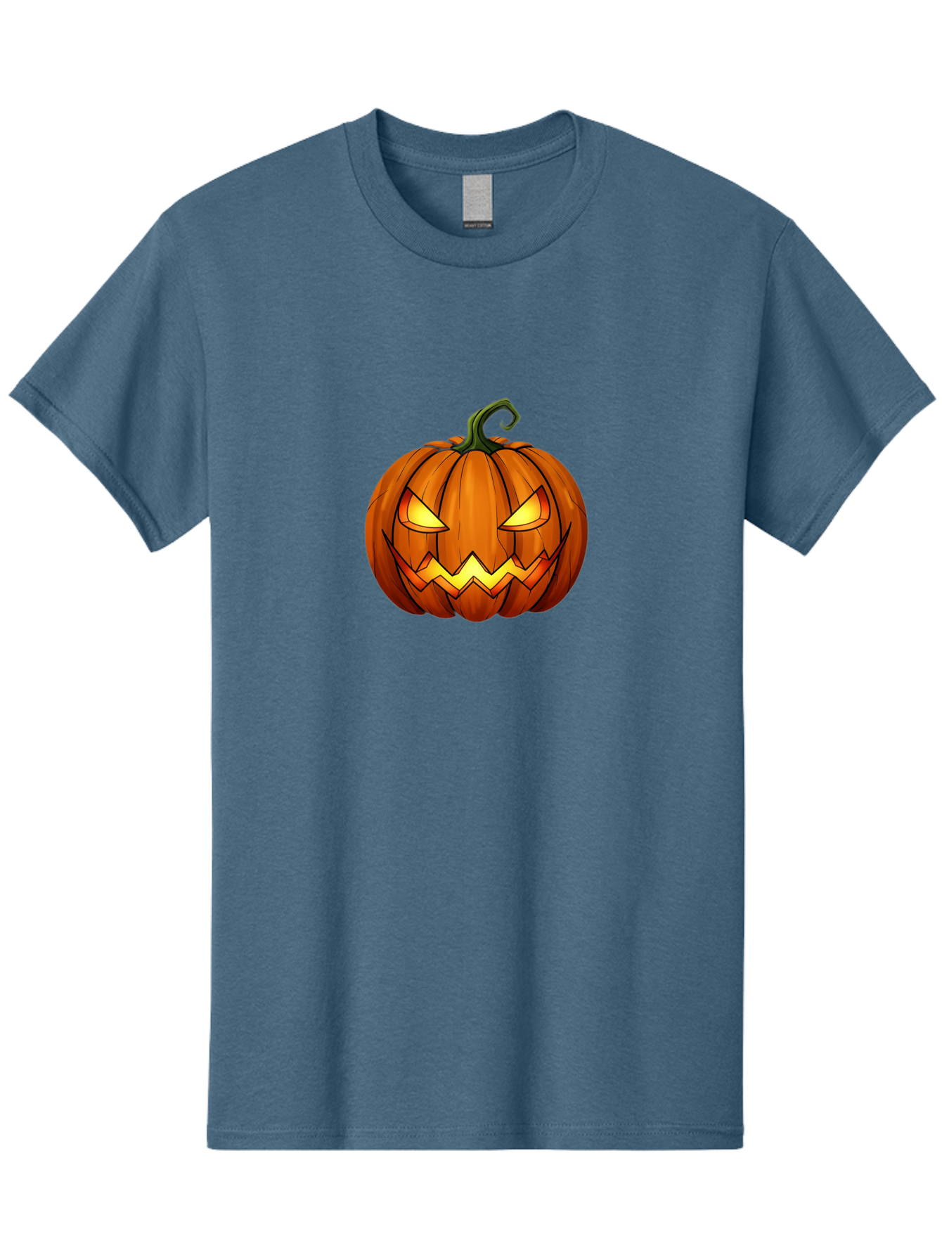 Jack-O-Lantern-Pumpkin Men'S Graphic Tee, 100% Cotton, Comfortable Casual Summer Wear, Machine Washable, Halloween Pumpkin, Carved Face, Glowing Eyes, Spooky Atmosphere, Autumnal Symbol, Festive Decor, Orange Gourd, Eerie Grin, Bad227