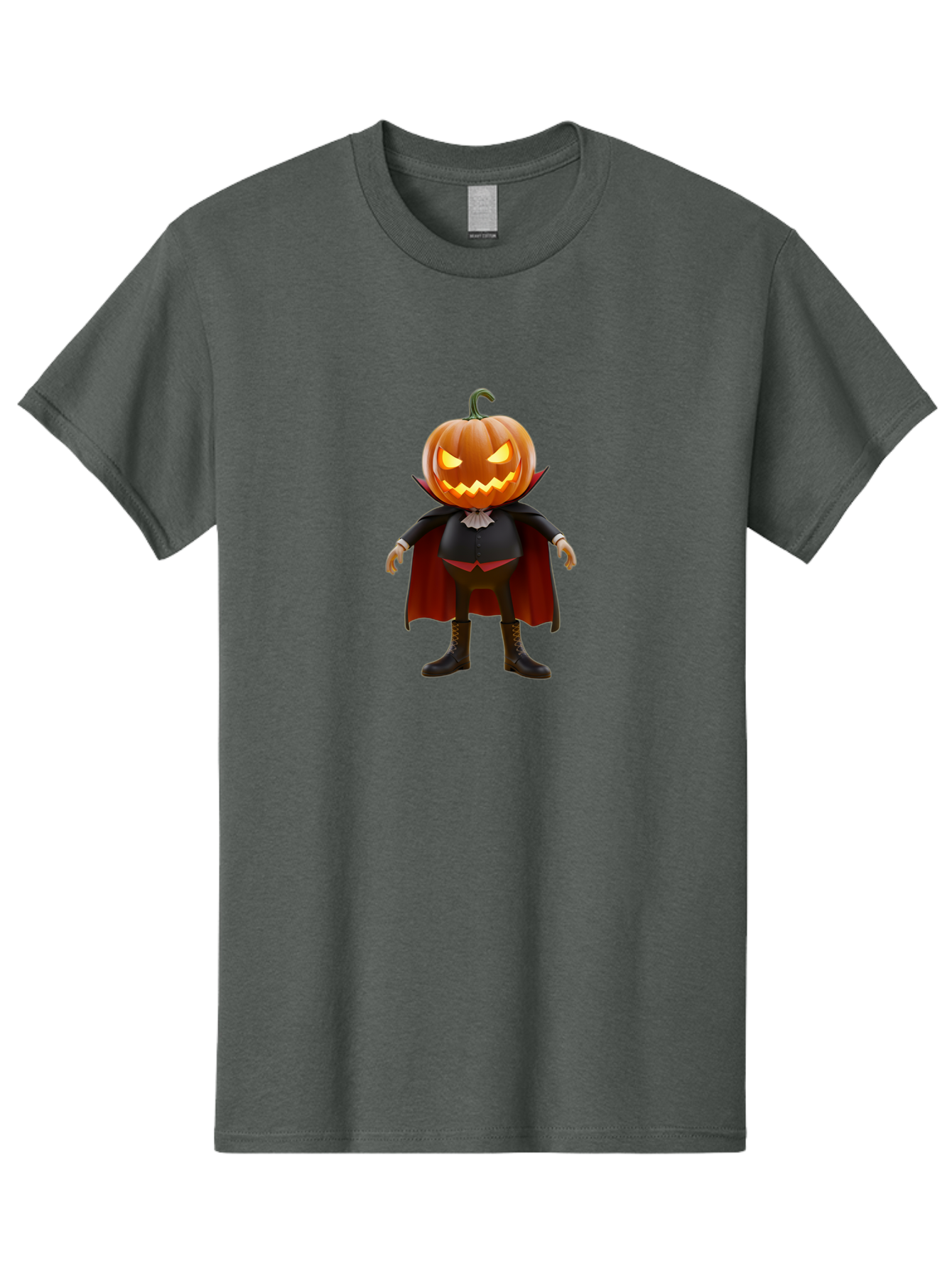 Jack-O-Lantern-Vampire Men'S Graphic Tee, 100% Cotton, Comfortable Casual Summer Wear, Machine Washable, Vampire Pumpkin, Jack-O-Lantern Head, Halloween Character, Spooky Figure, Red Cape, Black Suit, White Ruffle, Eerie Glow, Glowing Eyes, Bad228