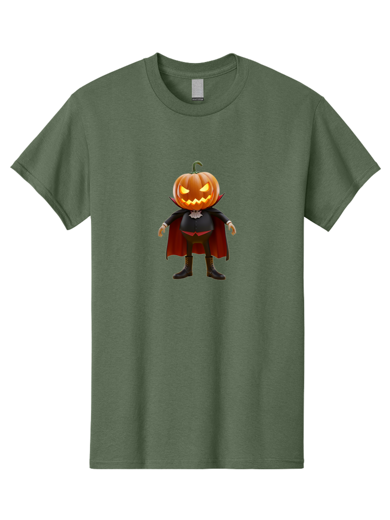 Jack-O-Lantern-Vampire Men'S Graphic Tee, 100% Cotton, Comfortable Casual Summer Wear, Machine Washable, Vampire Pumpkin, Jack-O-Lantern Head, Halloween Character, Spooky Figure, Red Cape, Black Suit, White Ruffle, Eerie Glow, Glowing Eyes, Bad228