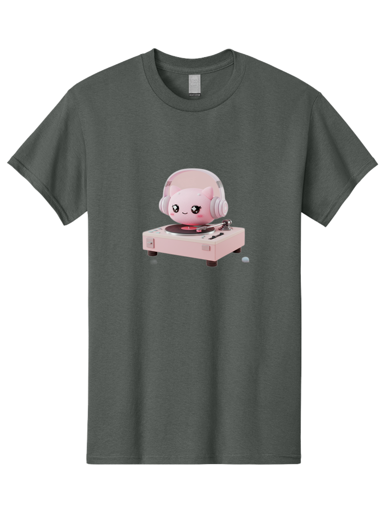 Jigglypuff-Listening-Music Men'S Graphic Tee, 100% Cotton, Comfortable Casual Summer Wear, Machine Washable, Jigglypuff Listening To Music, Pink Record Player, Pastel Colors, Cartoon Character, Retro Gaming, Nostalgic Vibes, Cute Illustration, Bad231