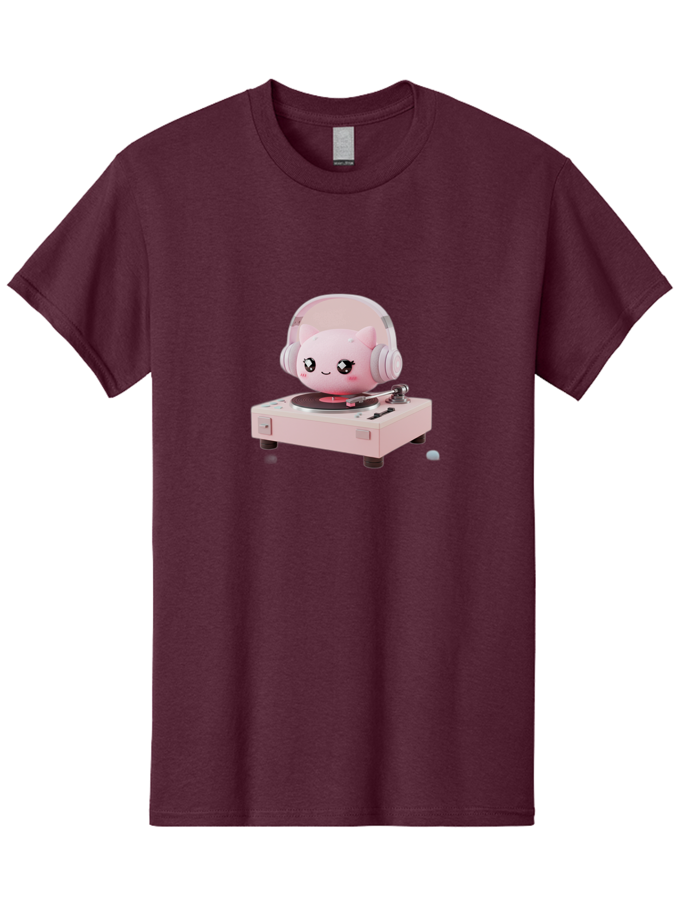 Jigglypuff-Listening-Music Men'S Graphic Tee, 100% Cotton, Comfortable Casual Summer Wear, Machine Washable, Jigglypuff Listening To Music, Pink Record Player, Pastel Colors, Cartoon Character, Retro Gaming, Nostalgic Vibes, Cute Illustration, Bad231