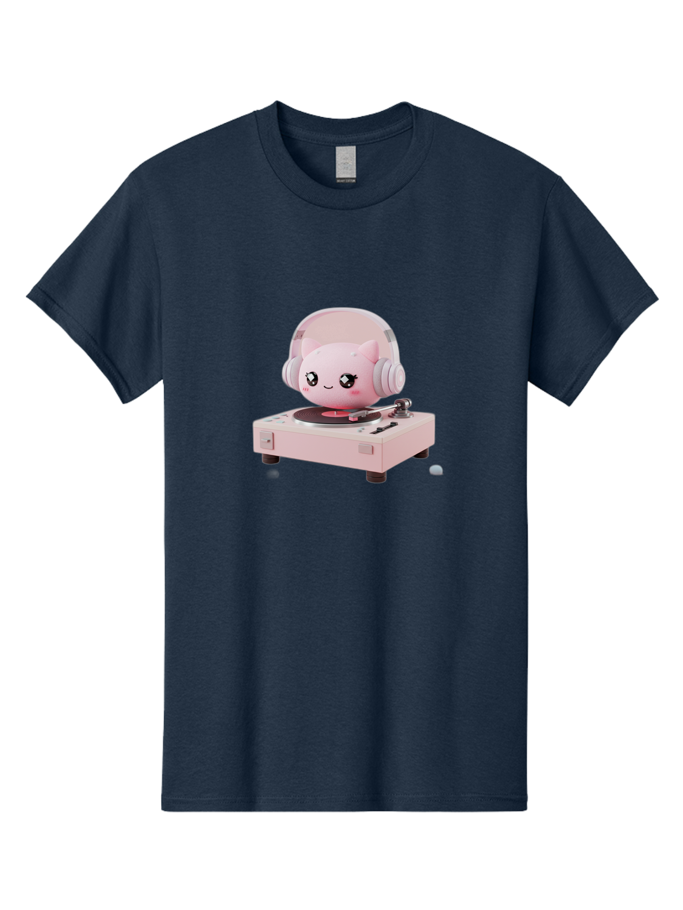 Jigglypuff-Listening-Music Men'S Graphic Tee, 100% Cotton, Comfortable Casual Summer Wear, Machine Washable, Jigglypuff Listening To Music, Pink Record Player, Pastel Colors, Cartoon Character, Retro Gaming, Nostalgic Vibes, Cute Illustration, Bad231