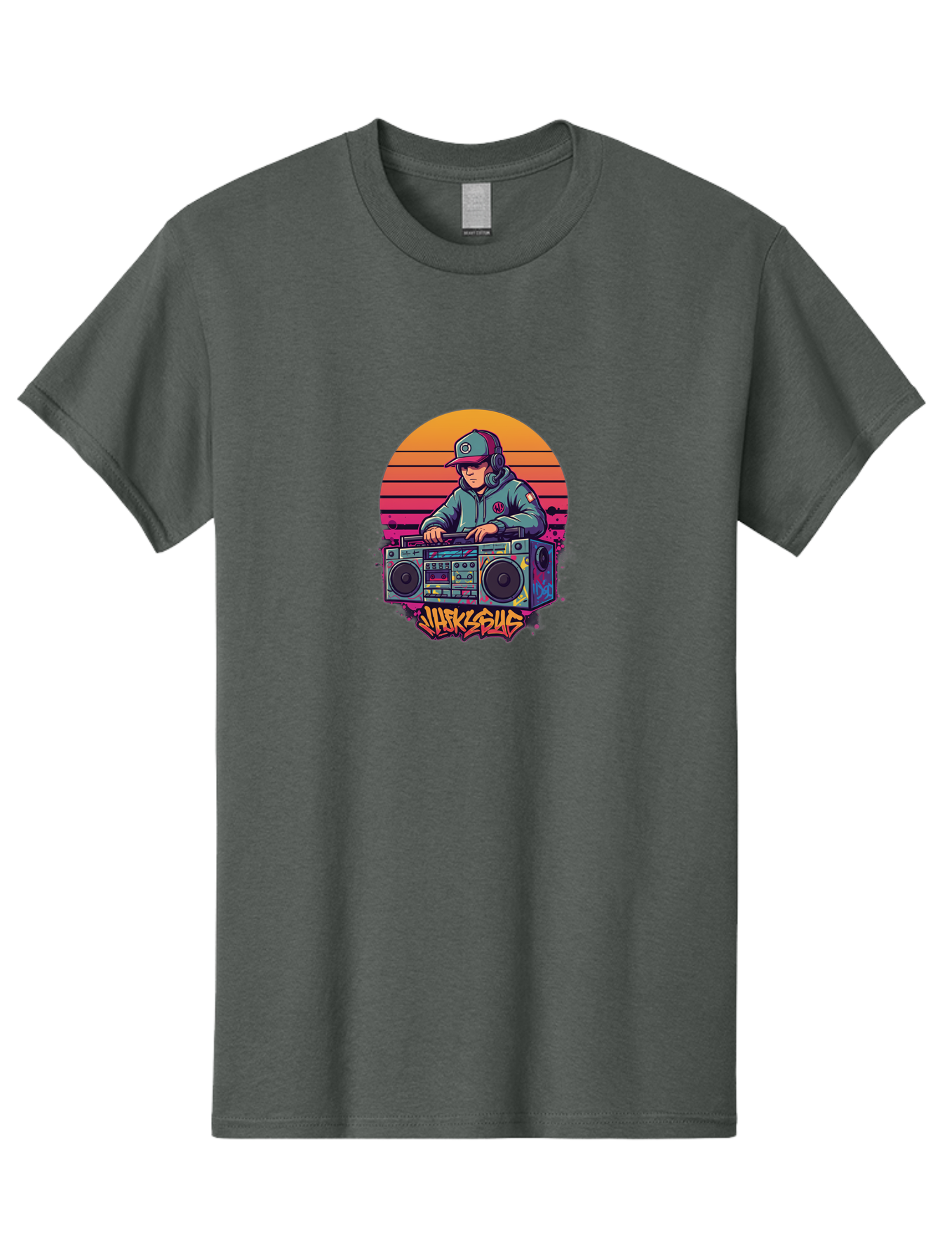 Jukesus Men'S Graphic Tee, 100% Cotton, Comfortable Casual Summer Wear, Machine Washable, Retro Dj, Boombox, Vintage Headphones, Street Style, Graffiti Art, Hip Hop Culture, 90S Nostalgia, Urban Fashion, Mixtape Vibes, Jukesus Logo, Bad233