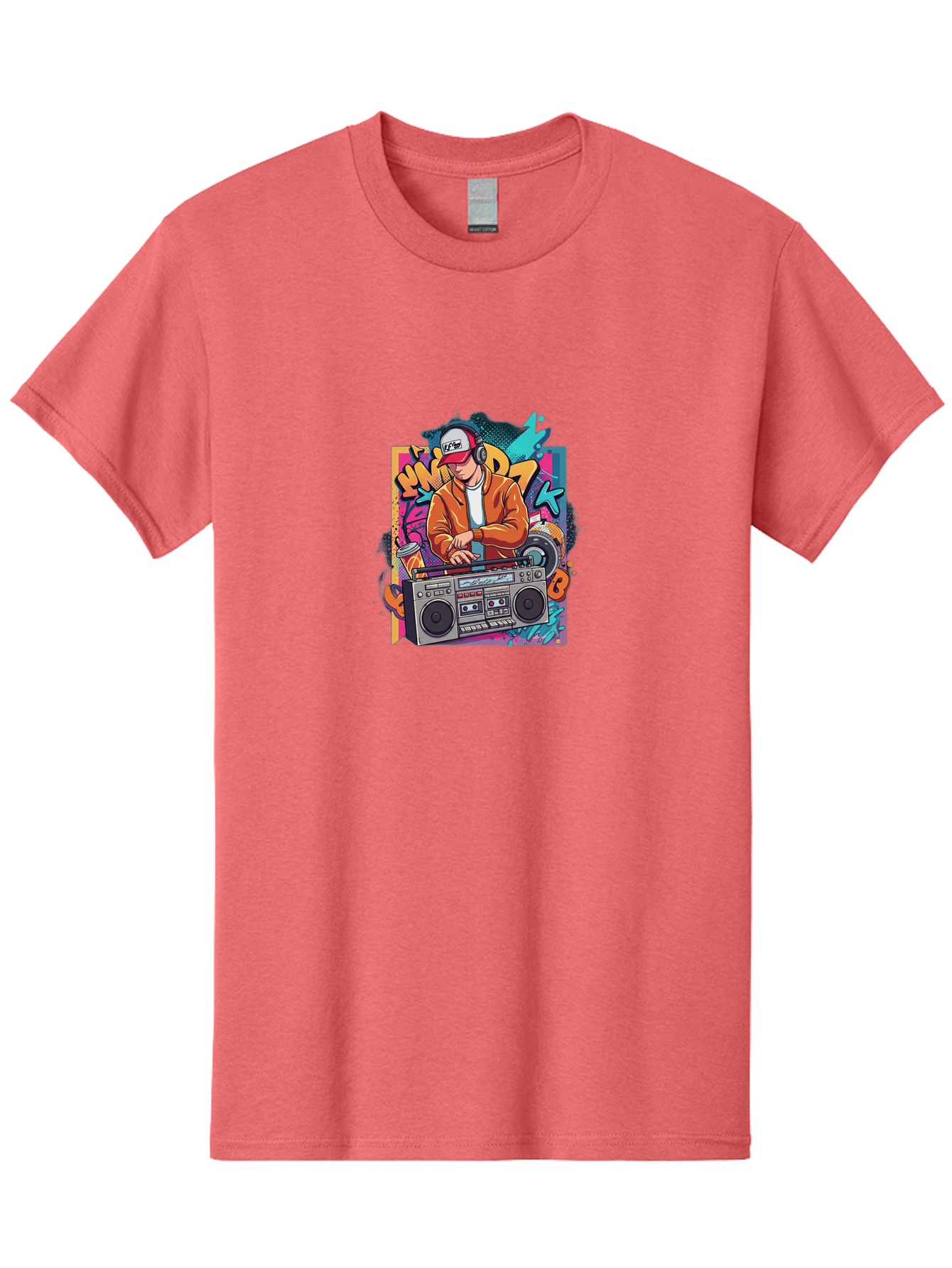 Junk-D-K Men'S Graphic Tee, 100% Cotton, Comfortable Casual Summer Wear, Machine Washable, Dj Spinning Tracks, Retro Boombox, Graffiti Art, Street Culture, Hip Hop Vibes, Urban Music, Vintage Style, Cool Headphones Bad234