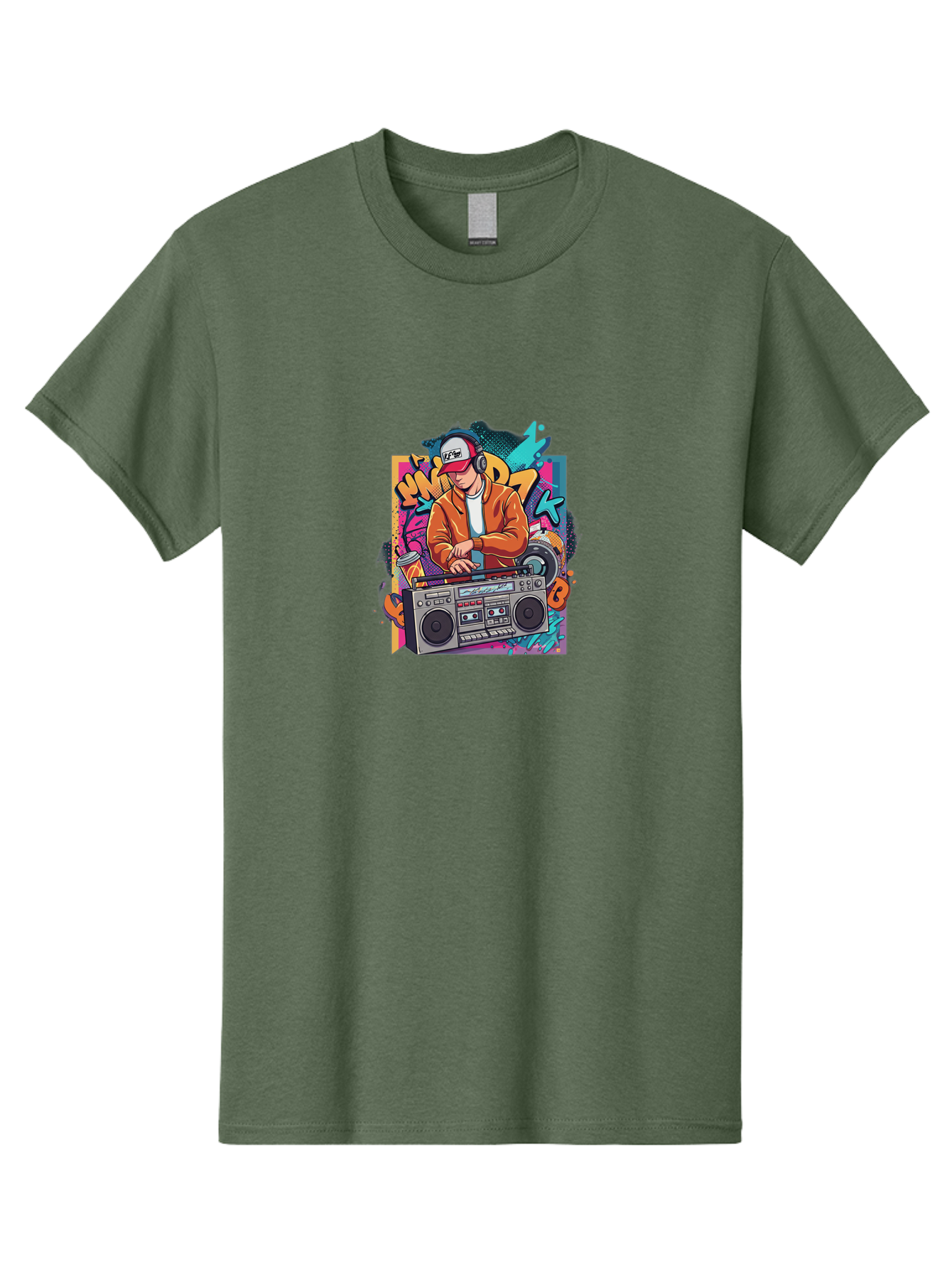 Junk-D-K Men'S Graphic Tee, 100% Cotton, Comfortable Casual Summer Wear, Machine Washable, Dj Spinning Tracks, Retro Boombox, Graffiti Art, Street Culture, Hip Hop Vibes, Urban Music, Vintage Style, Cool Headphones Bad234
