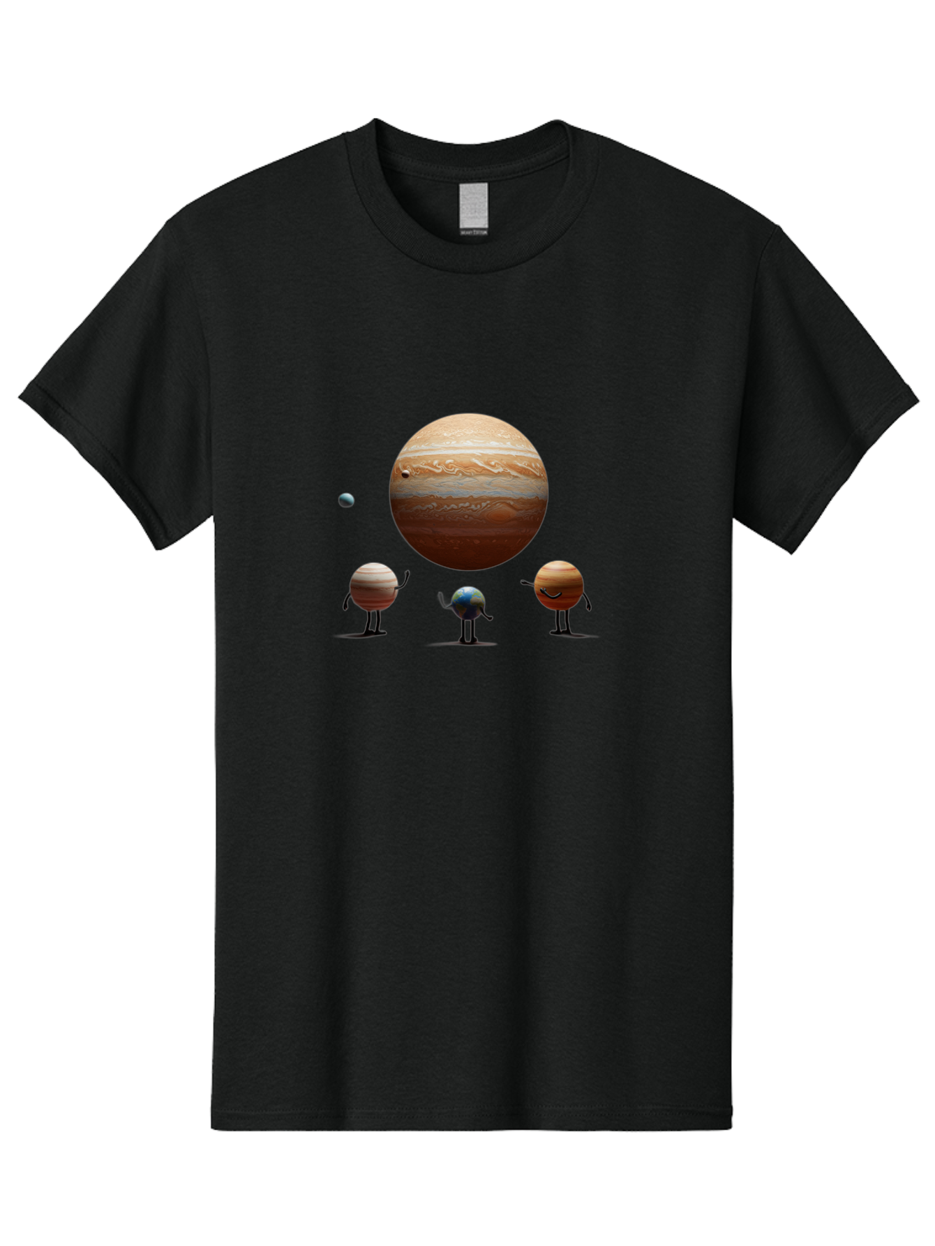 Jupiter-And-Moons Men'S Graphic Tee, 100% Cotton, Comfortable Casual Summer Wear, Machine Washable, Jupiter Planet, Cartoon Moons, Solar System, Astronomy, Space Exploration, Planetary Bodies, Celestial Objects, Orbital Patterns Bad238