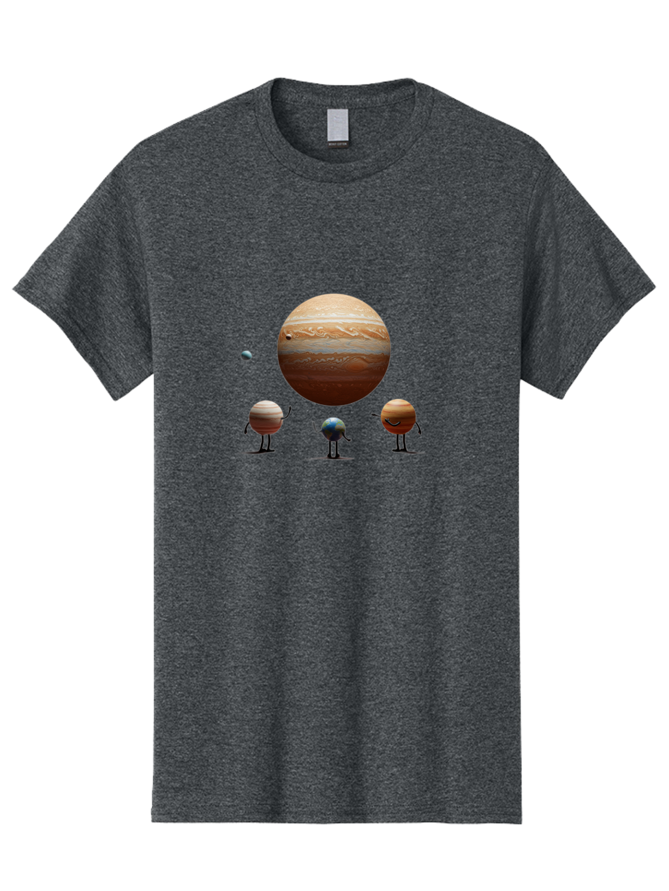 Jupiter-And-Moons Men'S Graphic Tee, 100% Cotton, Comfortable Casual Summer Wear, Machine Washable, Jupiter Planet, Cartoon Moons, Solar System, Astronomy, Space Exploration, Planetary Bodies, Celestial Objects, Orbital Patterns Bad238