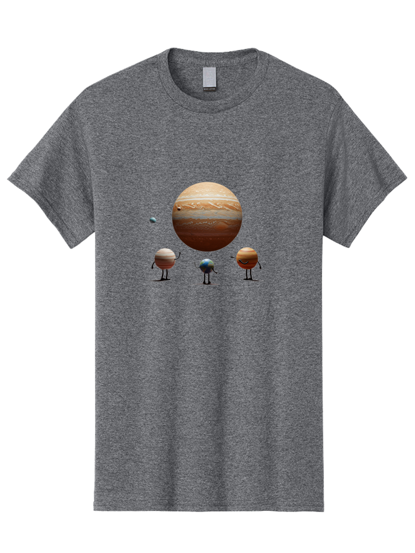Jupiter-And-Moons Men'S Graphic Tee, 100% Cotton, Comfortable Casual Summer Wear, Machine Washable, Jupiter Planet, Cartoon Moons, Solar System, Astronomy, Space Exploration, Planetary Bodies, Celestial Objects, Orbital Patterns Bad238