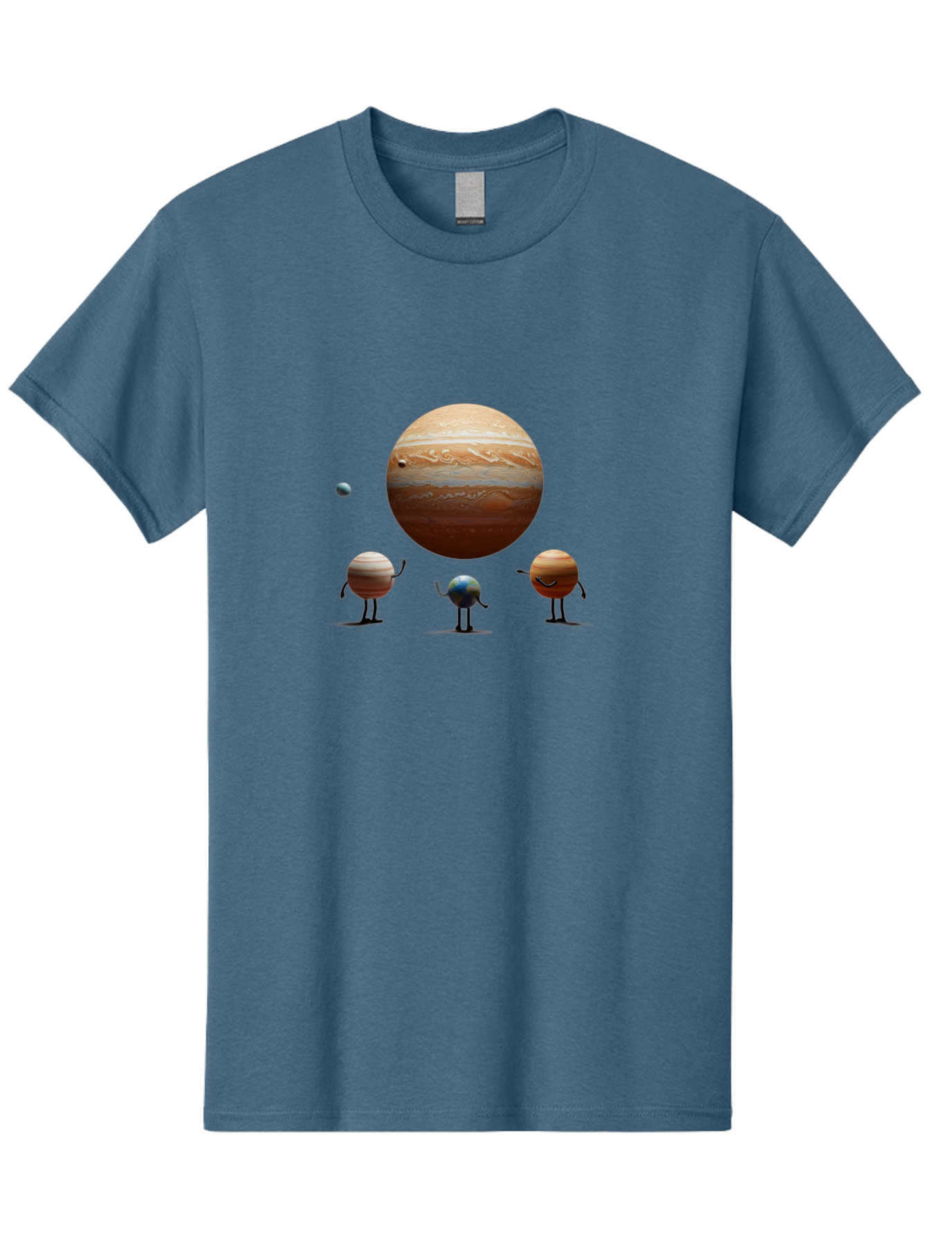 Jupiter-And-Moons Men'S Graphic Tee, 100% Cotton, Comfortable Casual Summer Wear, Machine Washable, Jupiter Planet, Cartoon Moons, Solar System, Astronomy, Space Exploration, Planetary Bodies, Celestial Objects, Orbital Patterns Bad238