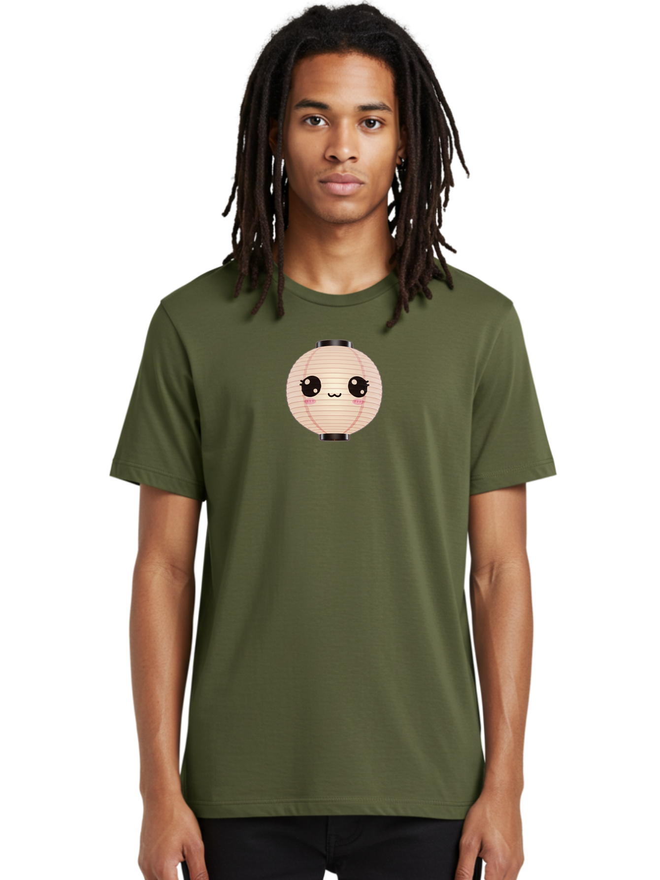 Kawaii-Lantern-1 Men'S Graphic Tee, 100% Cotton, Comfortable Casual Summer Wear, Machine Washable, Cute Lantern, Kawaii Culture, Cartoon Character, Japanese Lantern, Adorable Face, Pink Blush, Black Accents, Fun Design, Minimalist Style, Bad246