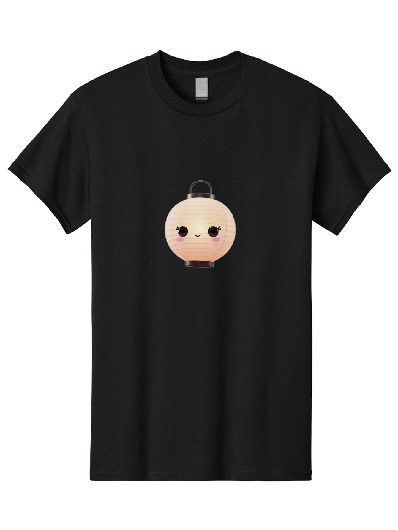 Kawaii-Lantern Men'S Graphic Tee, 100% Cotton, Comfortable Casual Summer Wear, Machine Washable, Japanese Paper Lantern, Cute Kawaii Face, Smiling Lantern, Pink Cheeks, Eyelashes, Cartoon Style, Minimalist Design, Decorative Lantern, Bad247