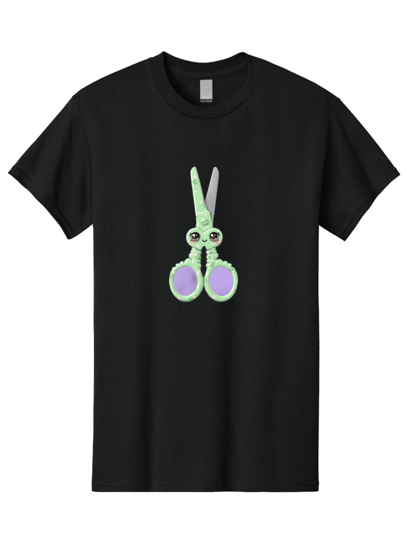 Kawaii-Scissors Men'S Graphic Tee, 100% Cotton, Comfortable Casual Summer Wear, Machine Washable, Cute Octopus Scissors, Novelty Office Supplies, Fun Stationery, Desk Accessories, Quirky Gift Ideas, Kawaii Office Decor, Scissors With A Face Bad248