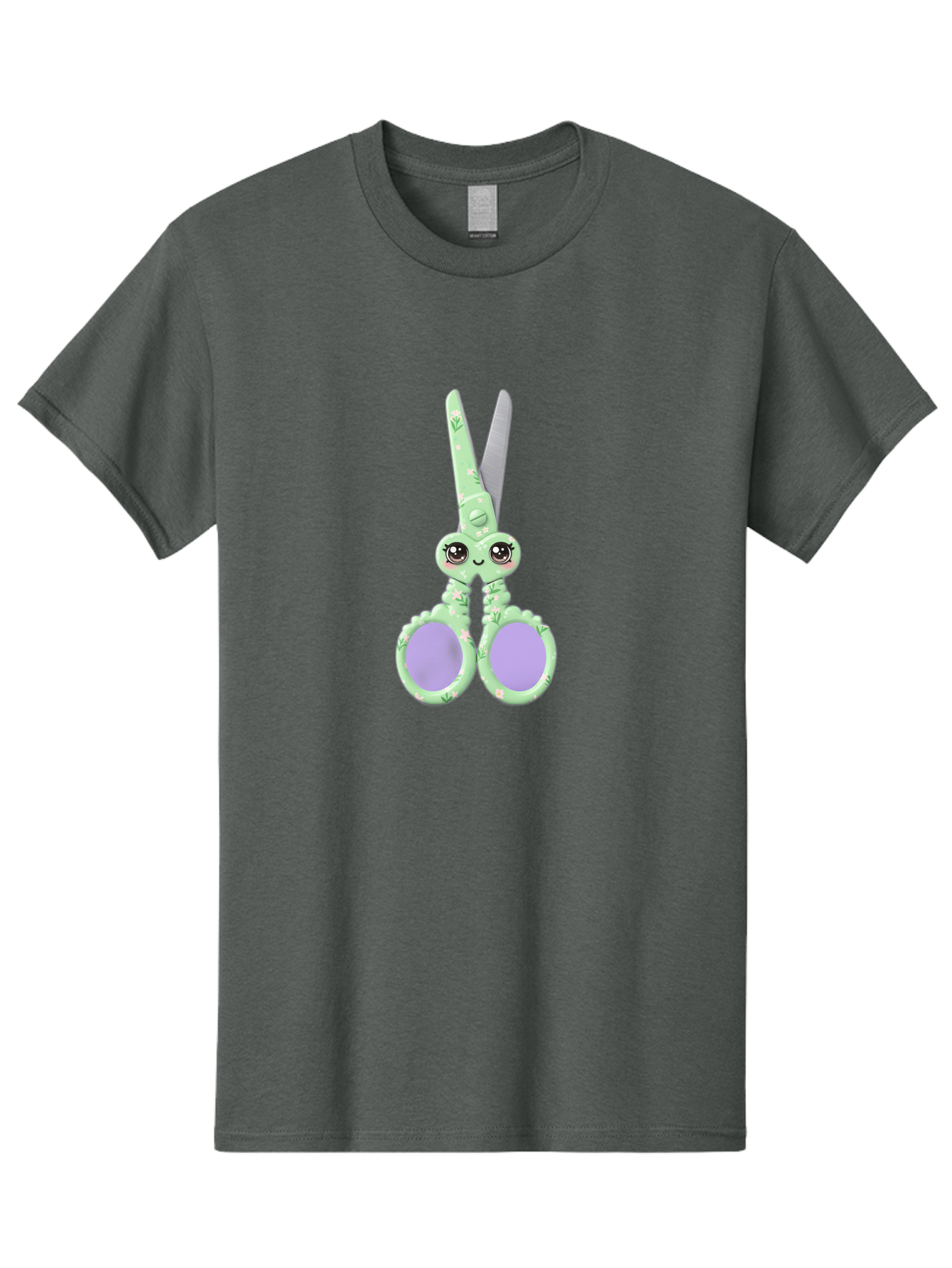 Kawaii-Scissors Men'S Graphic Tee, 100% Cotton, Comfortable Casual Summer Wear, Machine Washable, Cute Octopus Scissors, Novelty Office Supplies, Fun Stationery, Desk Accessories, Quirky Gift Ideas, Kawaii Office Decor, Scissors With A Face Bad248