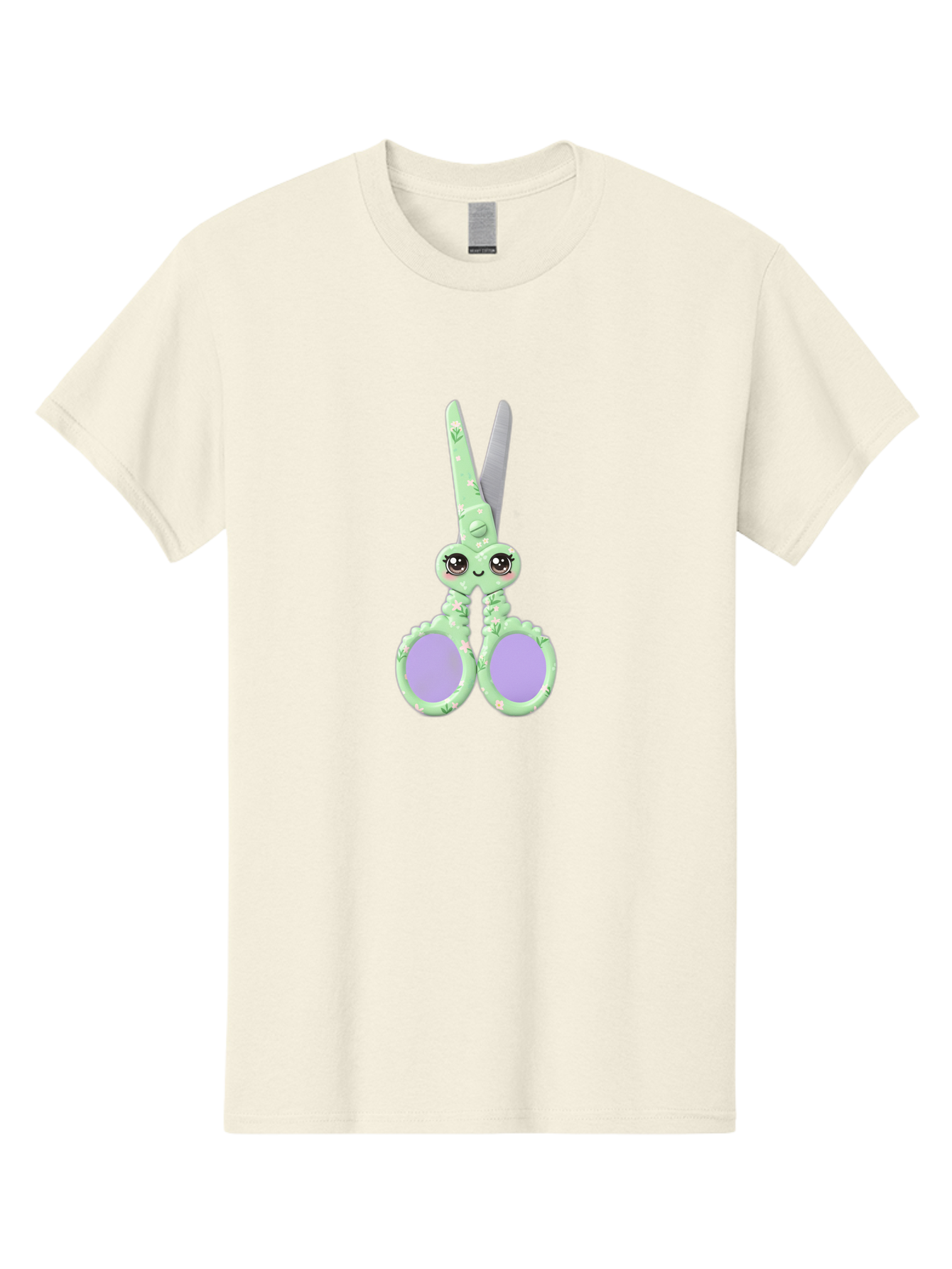 Kawaii-Scissors Men'S Graphic Tee, 100% Cotton, Comfortable Casual Summer Wear, Machine Washable, Cute Octopus Scissors, Novelty Office Supplies, Fun Stationery, Desk Accessories, Quirky Gift Ideas, Kawaii Office Decor, Scissors With A Face Bad248