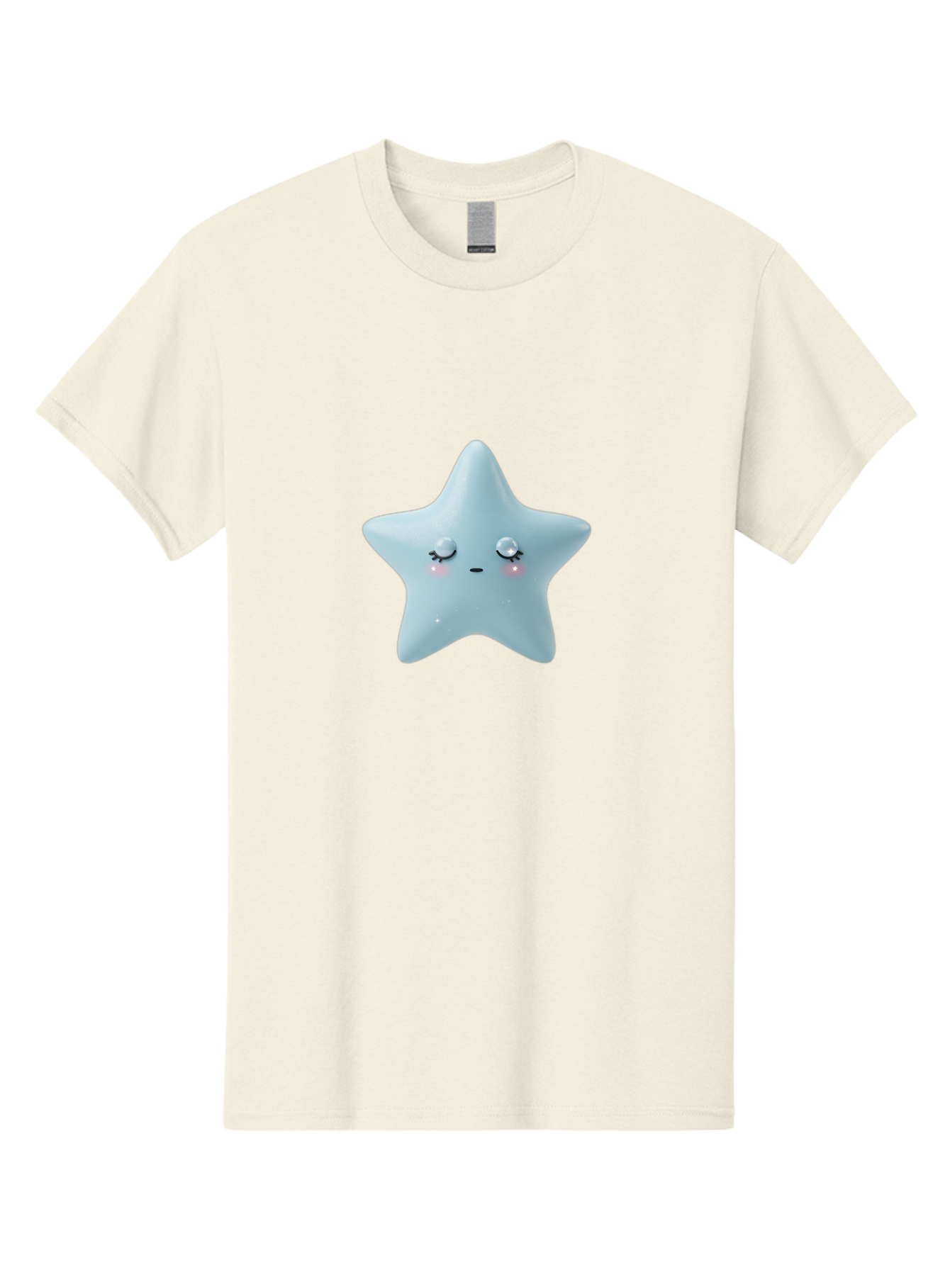 Kawaii-Star-1 Men'S Graphic Tee, 100% Cotton, Comfortable Casual Summer Wear, Machine Washable, Cute Star Character, Cartoon Star, Kawaii Star, White Star, Smiling Face, Rosy Cheeks, Adorable Illustration, Dreamy Expression, Whimsical Design Bad249