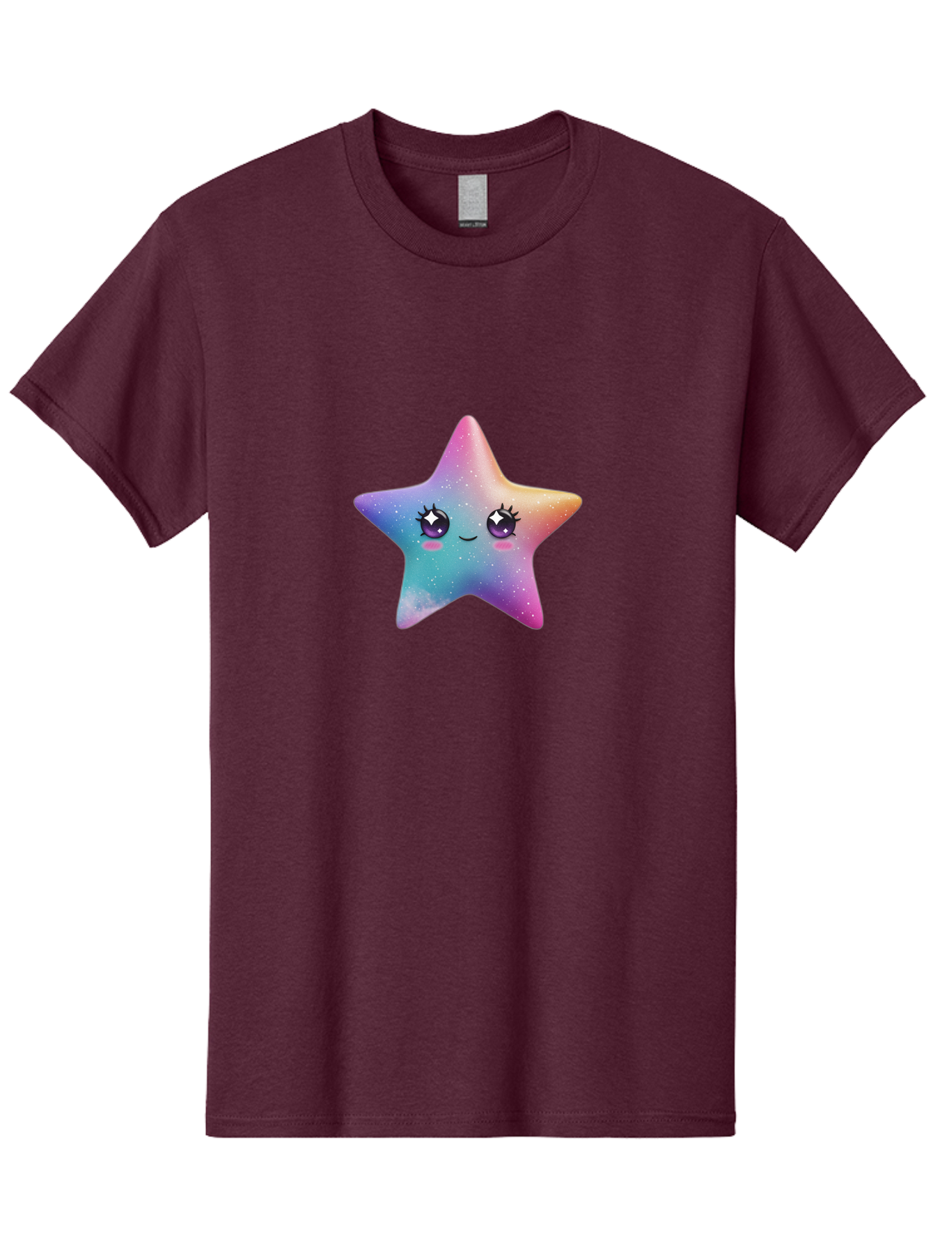 Kawaii-Star Men'S Graphic Tee, 100% Cotton, Comfortable Casual Summer Wear, Machine Washable, Cute Star, Cartoon Character, Pastel Colors, Sparkles And Shine, Positive Vibes, Magical Expression, Feminine Charm, Whimsical Design, Magical, Bad250
